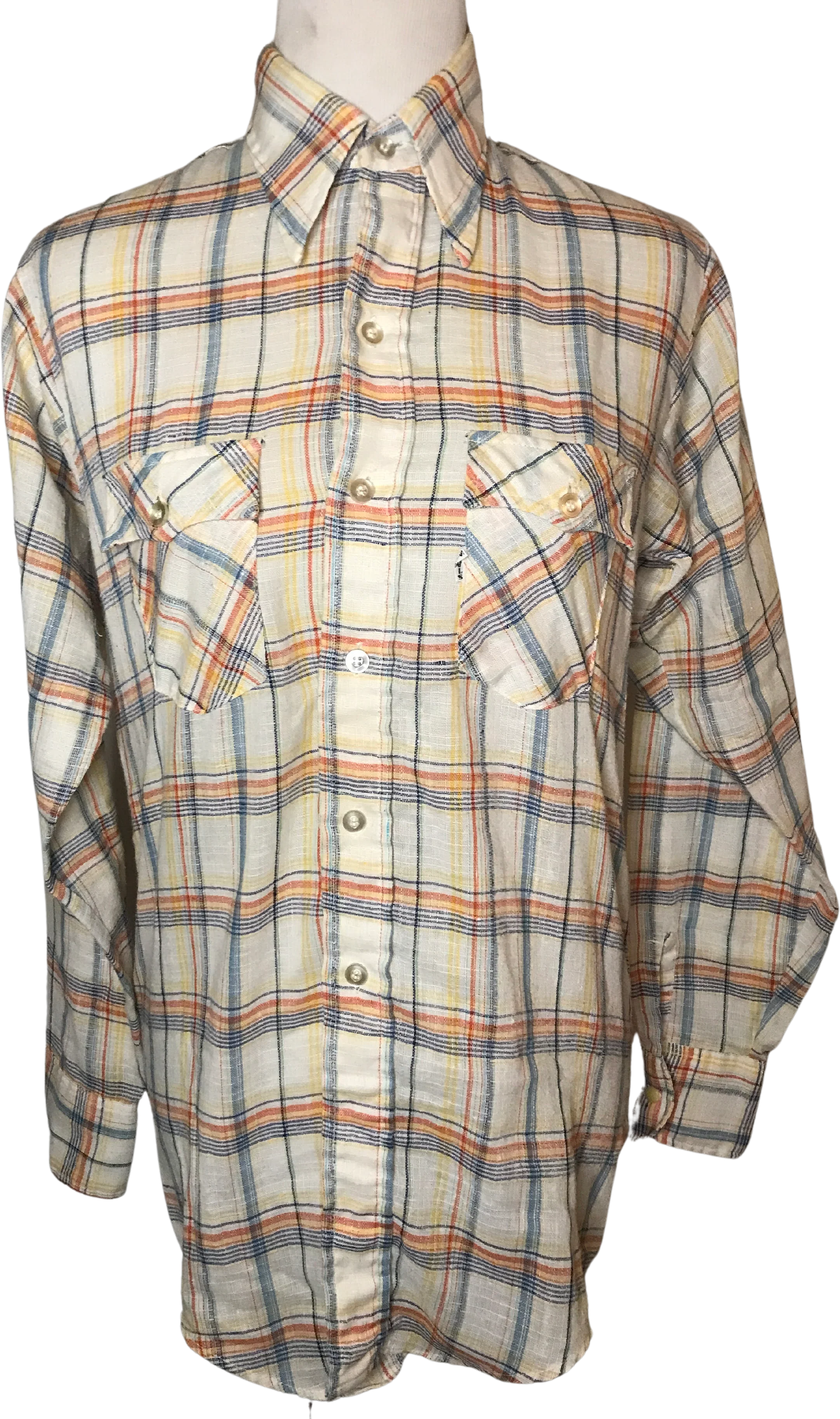 60s/70s Saddleman Plaid Cowboy Western Button Up Shirt By Levi's