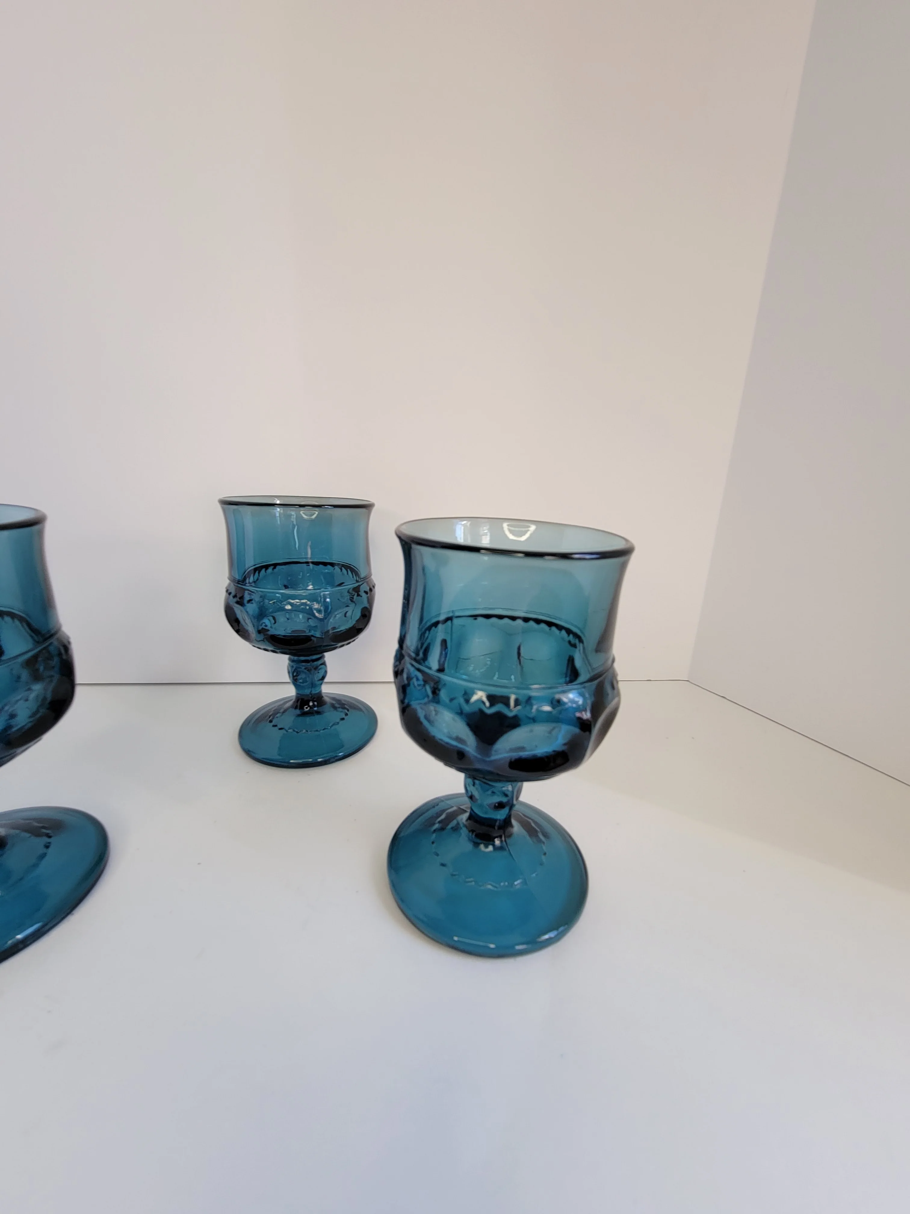 60s/70s Set Of 4 Tiara Imperial Crown Blue Glass By Imperial - Image 11