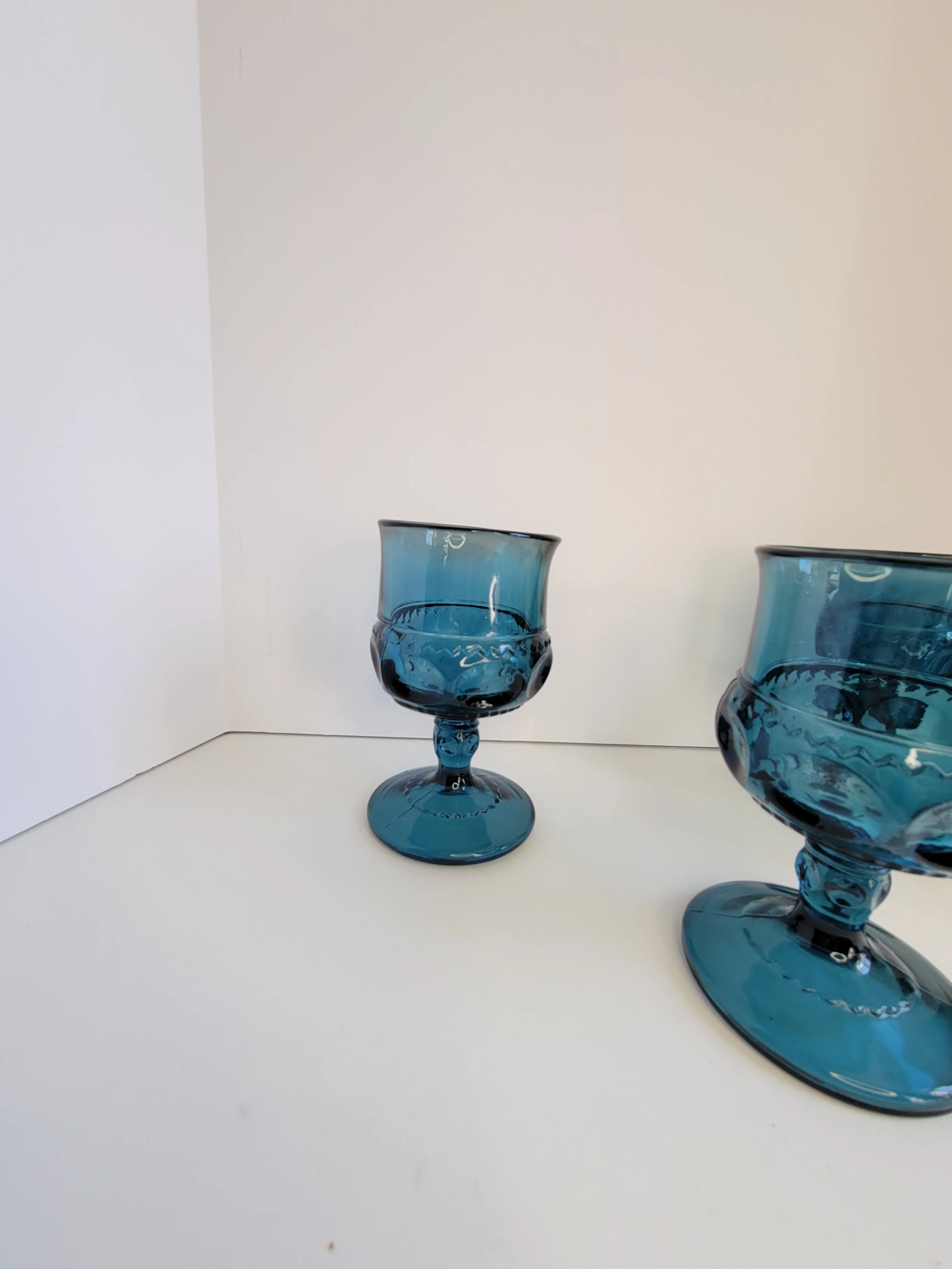 60s/70s Set Of 4 Tiara Imperial Crown Blue Glass By Imperial - Image 12