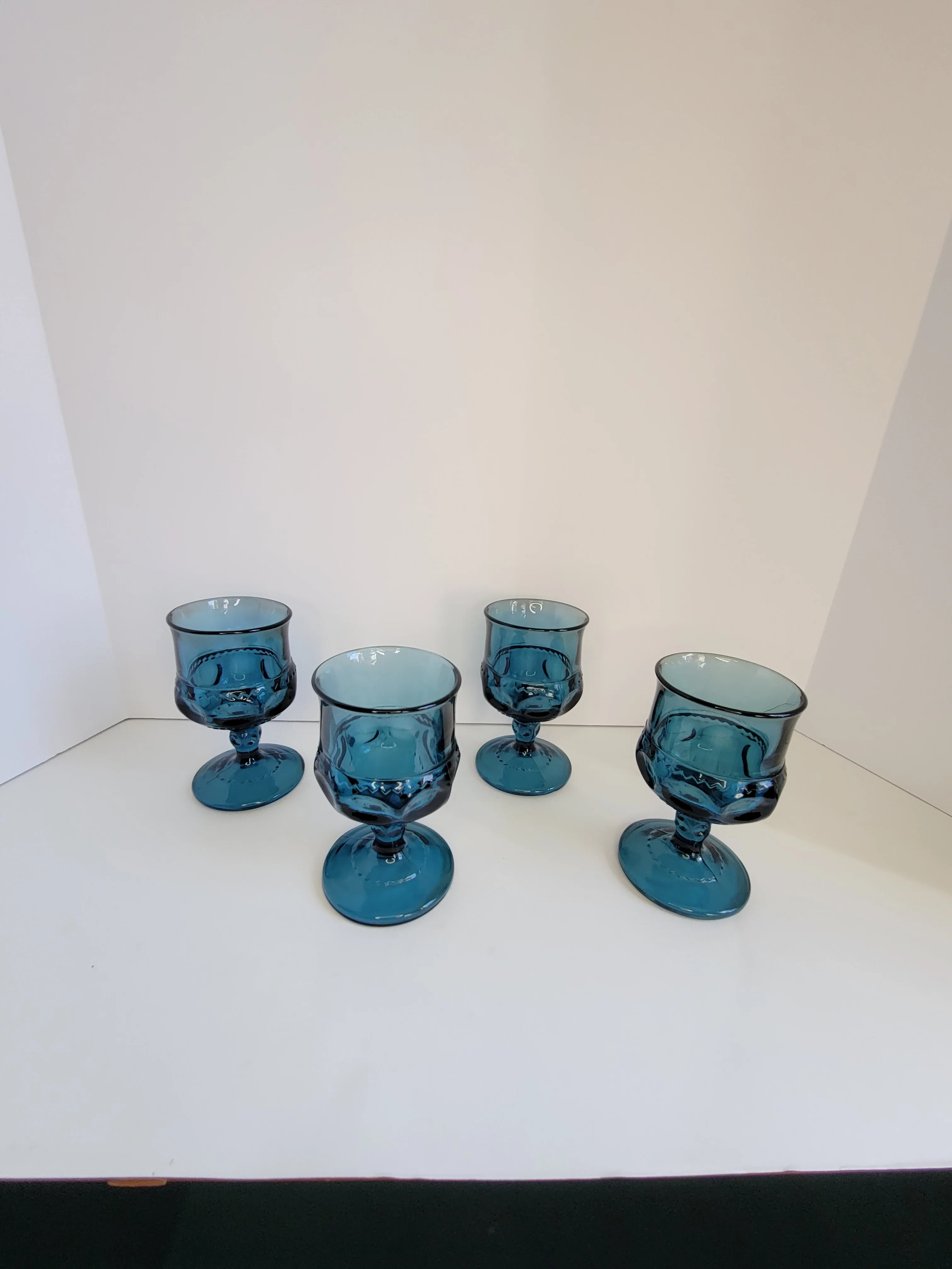 60s/70s Set Of 4 Tiara Imperial Crown Blue Glass By Imperial - Image 13