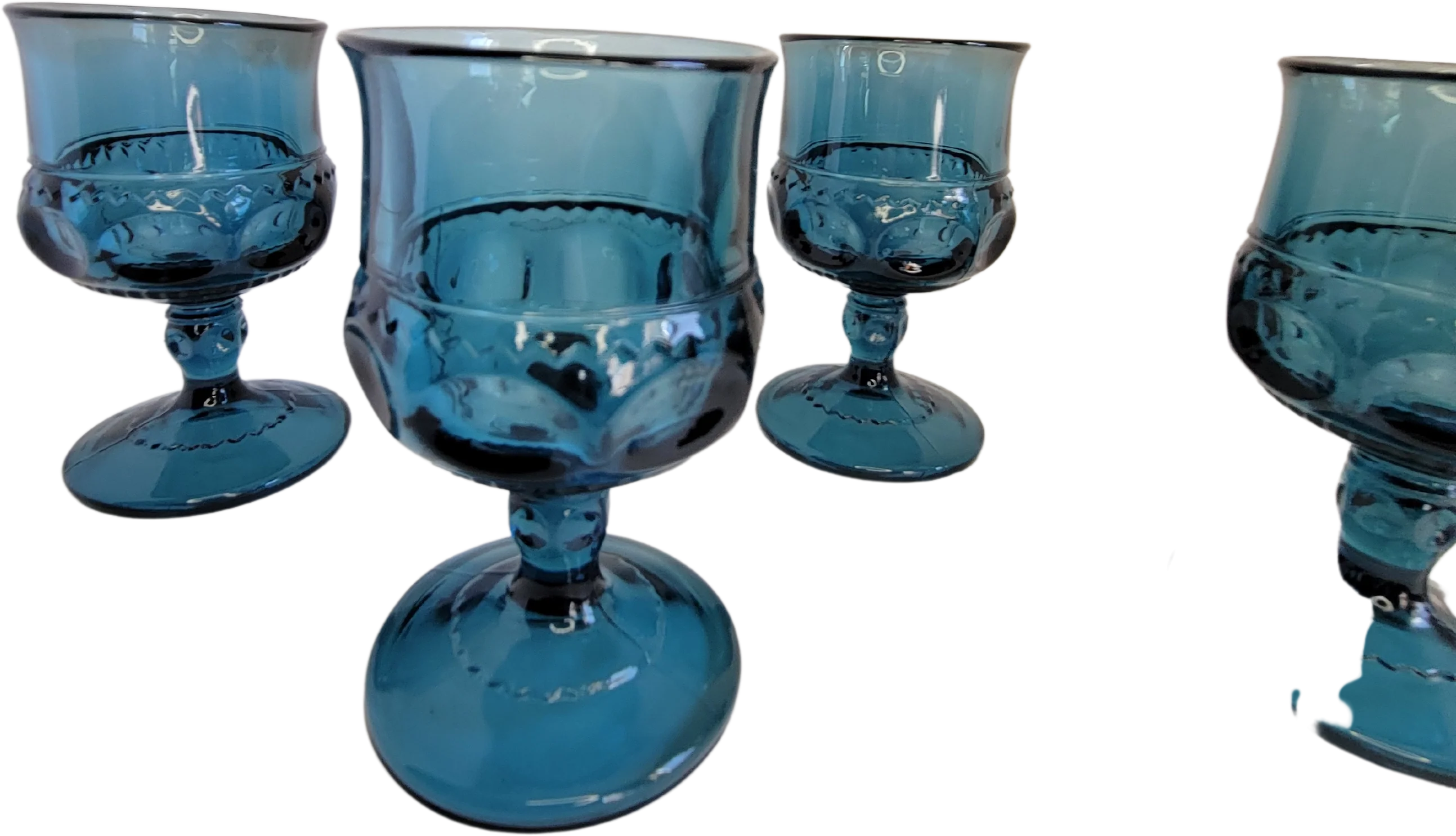 60s/70s Set Of 4 Tiara Imperial Crown Blue Glass By Imperial - Image 2