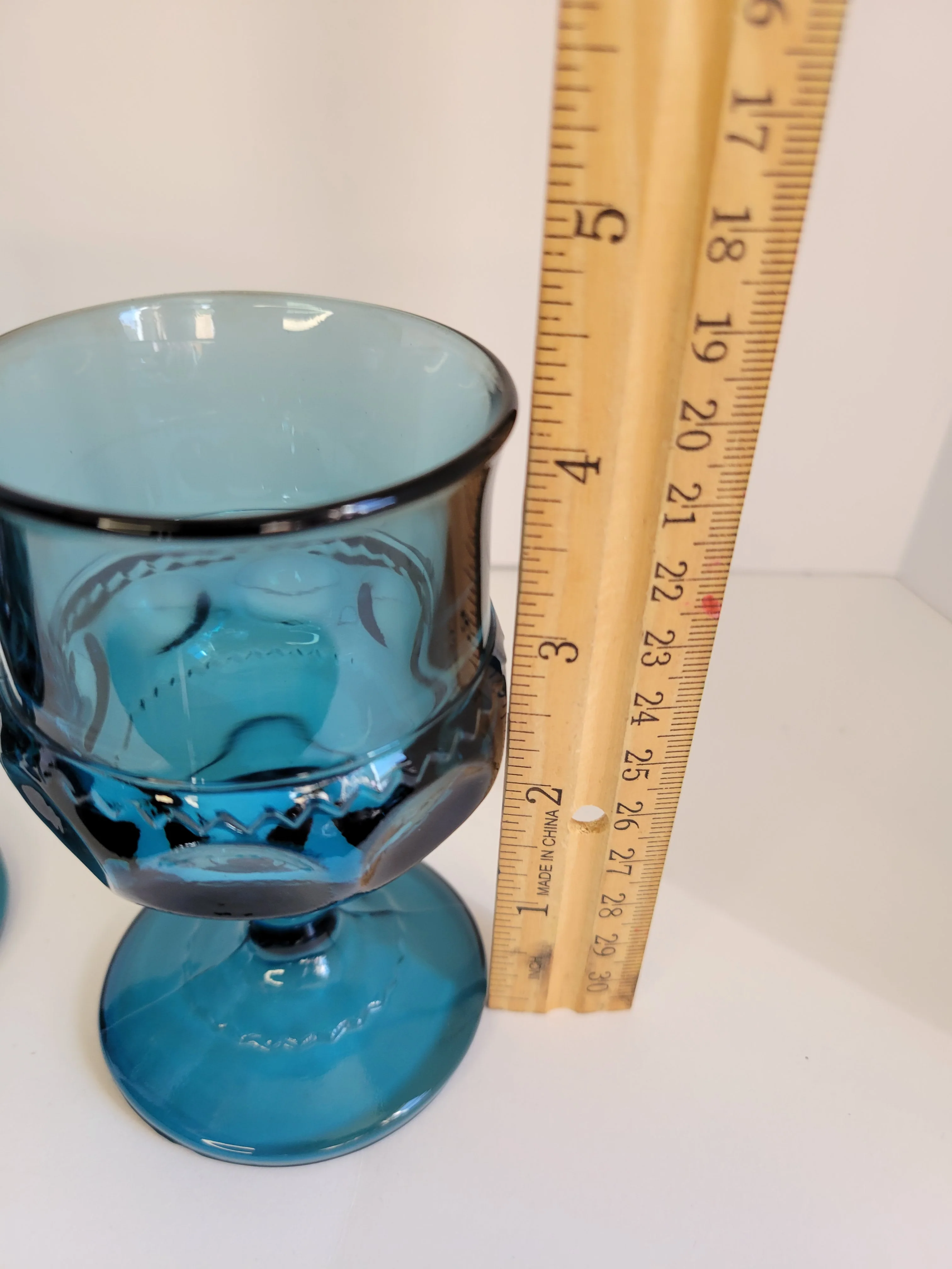 60s/70s Set Of 4 Tiara Imperial Crown Blue Glass By Imperial - Image 8