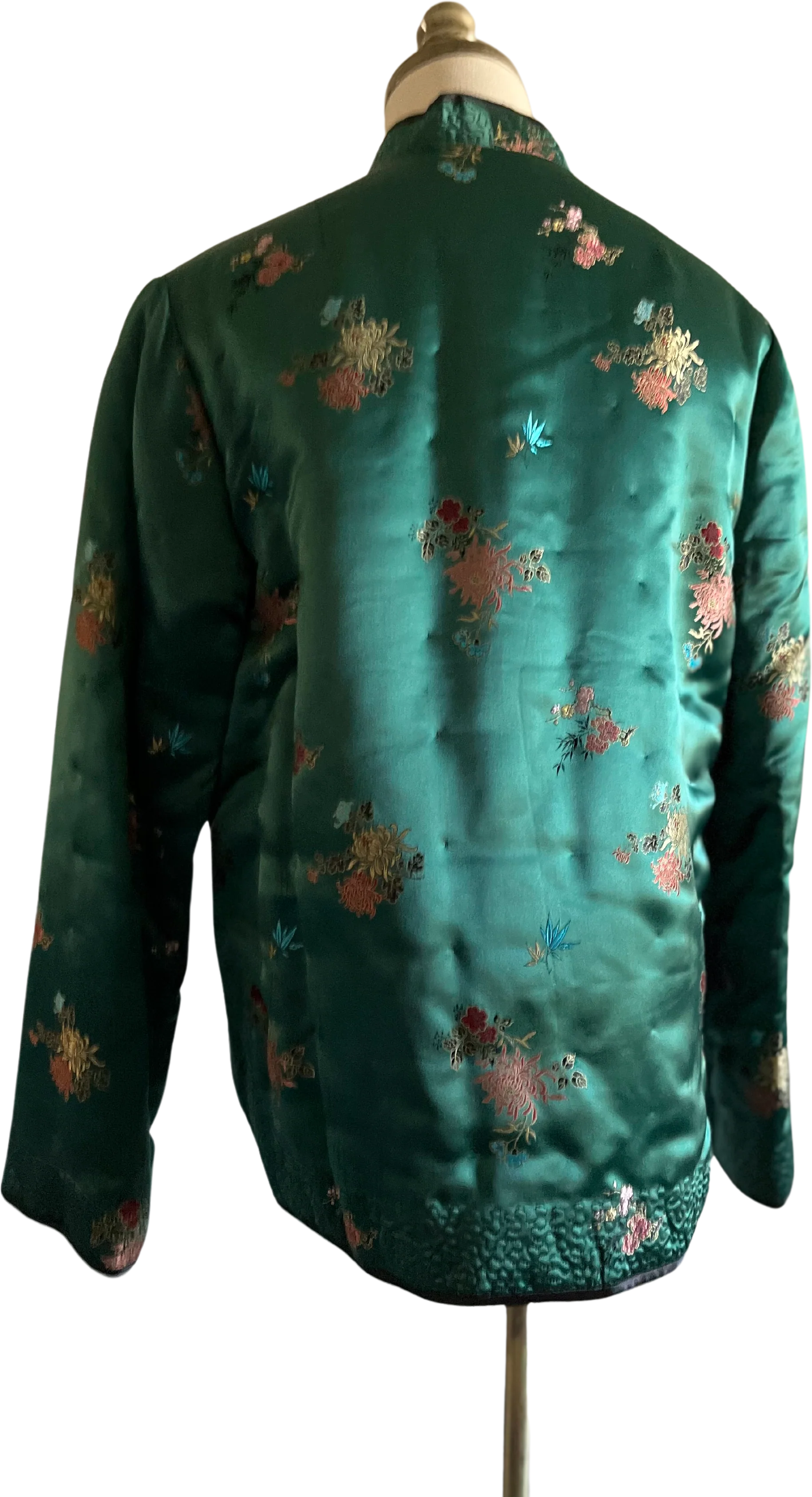 60s/70s Shanghai Green Satin Brocade Jacket by Peony - Image 3