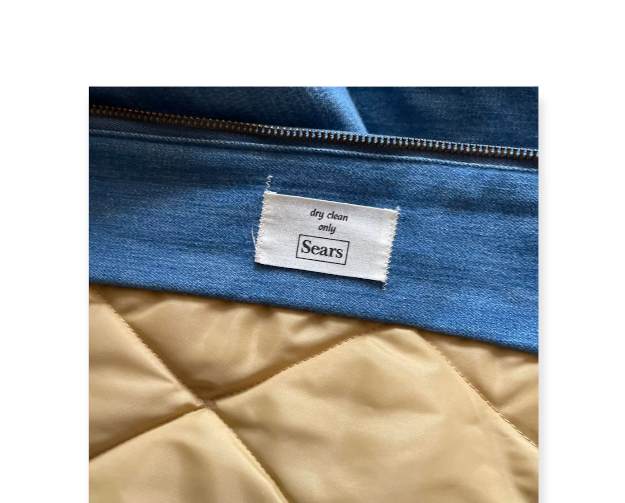 60s/70s Sherpa Lined Denim Bomber Work Jacket By Sears - Image 4