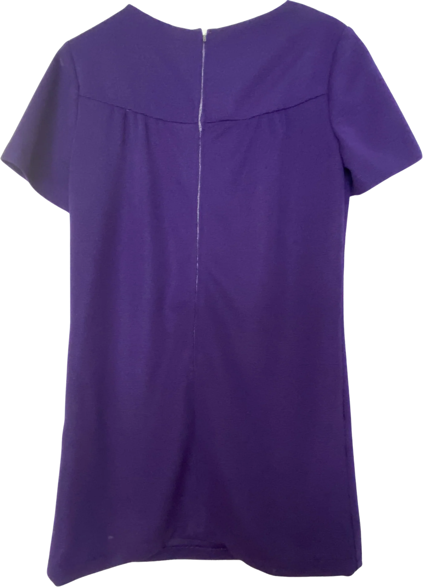 60s/70s Short Sleeve Deep Purple Shift With Ribbed Texture By A Pomette Fashion - Image 2