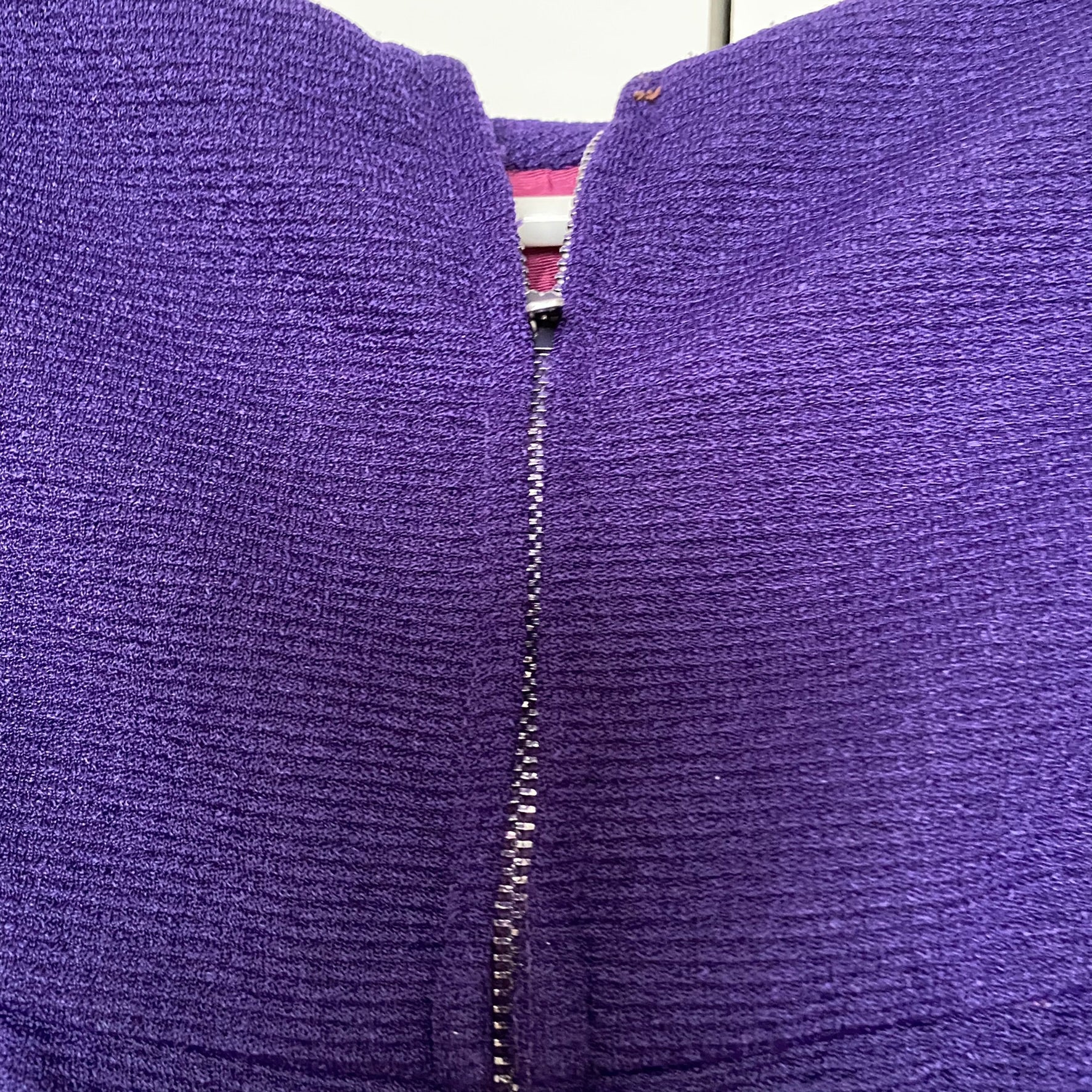 60s/70s Short Sleeve Deep Purple Shift With Ribbed Texture By A Pomette Fashion - Image 6