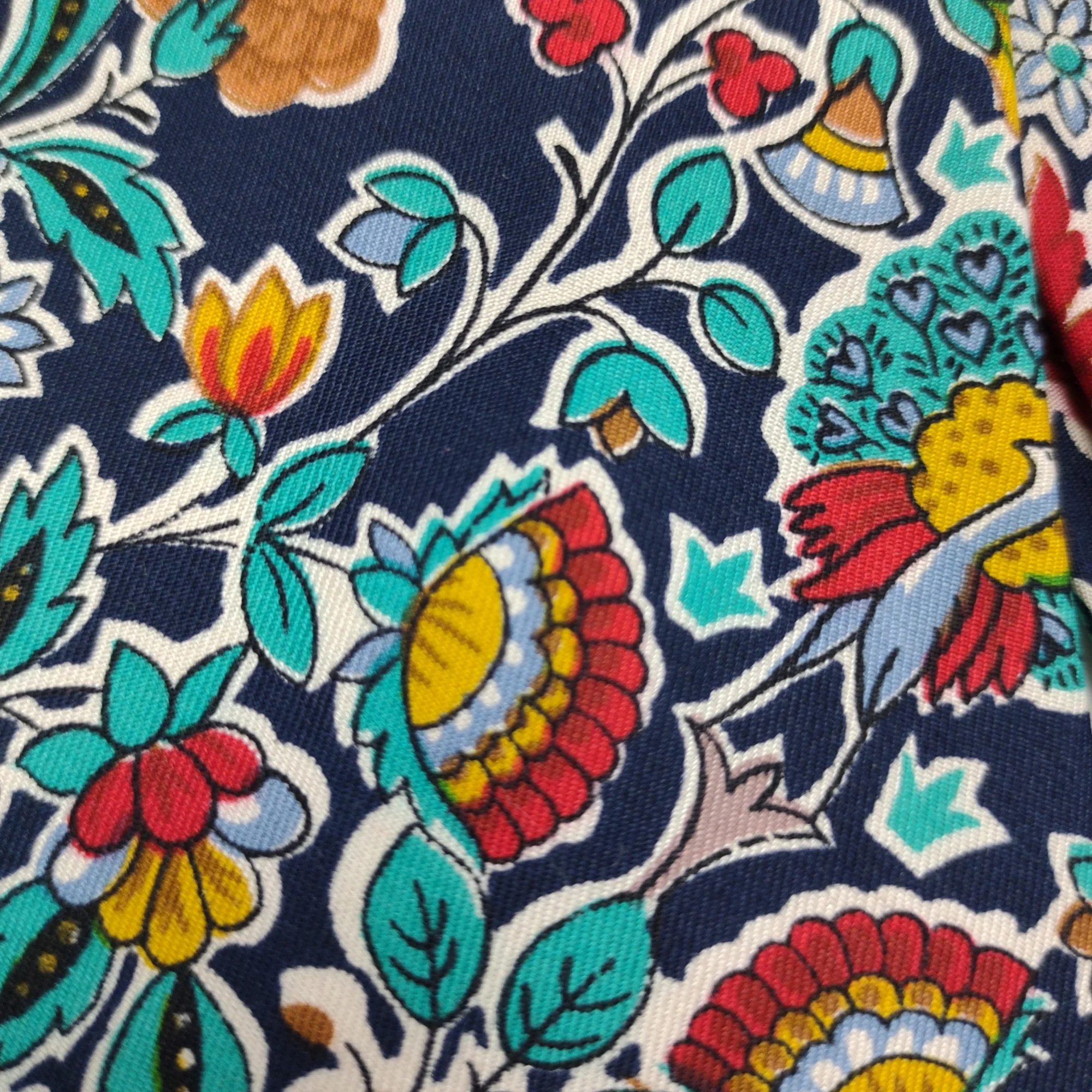 60s/70s Short Wide Boho Floral Deer Print Neck Tie By Liberty of London - Image 5