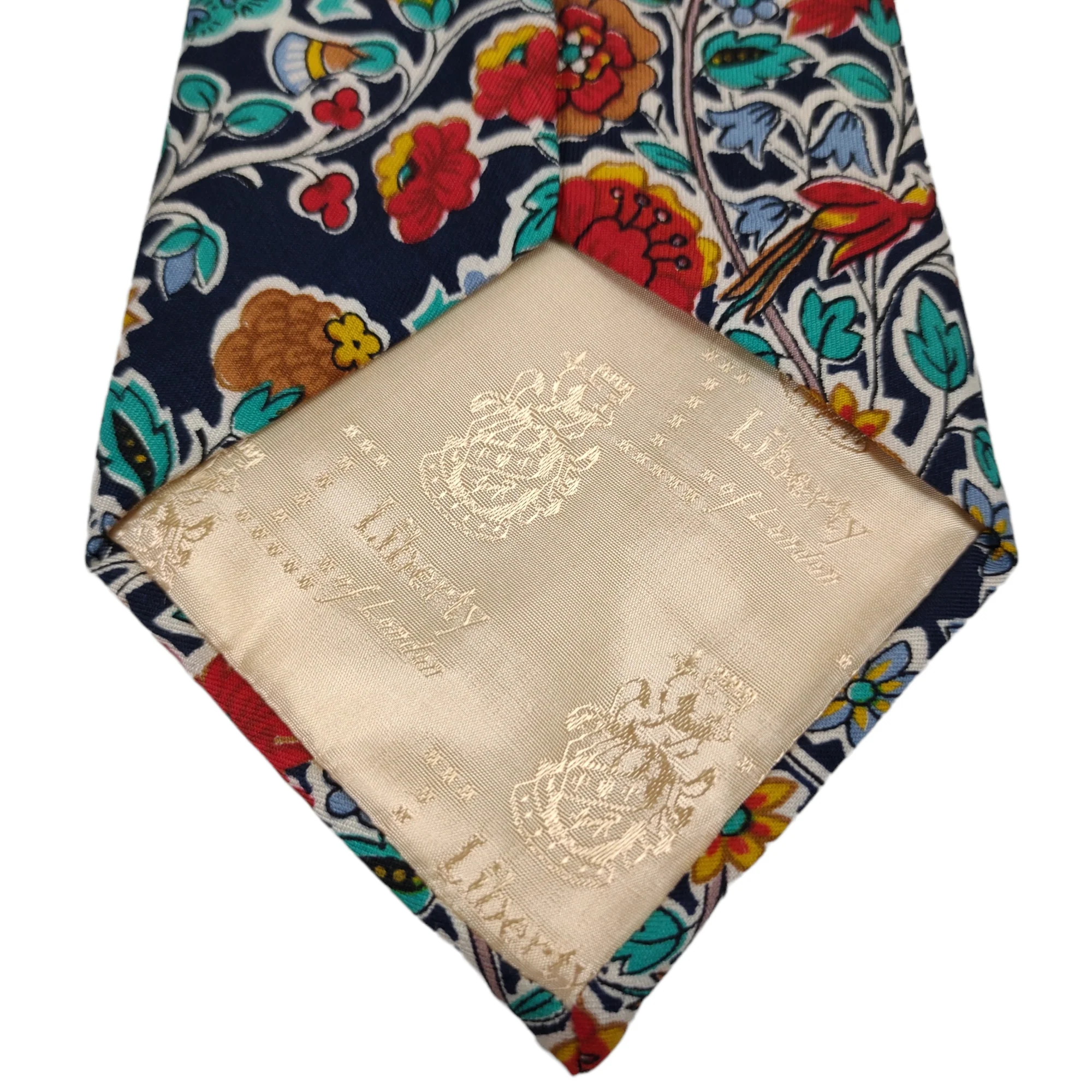 60s/70s Short Wide Boho Floral Deer Print Neck Tie By Liberty of London - Image 7