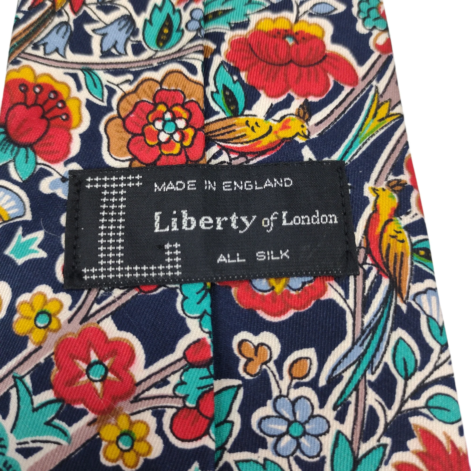 60s/70s Short Wide Boho Floral Deer Print Neck Tie By Liberty of London - Image 8