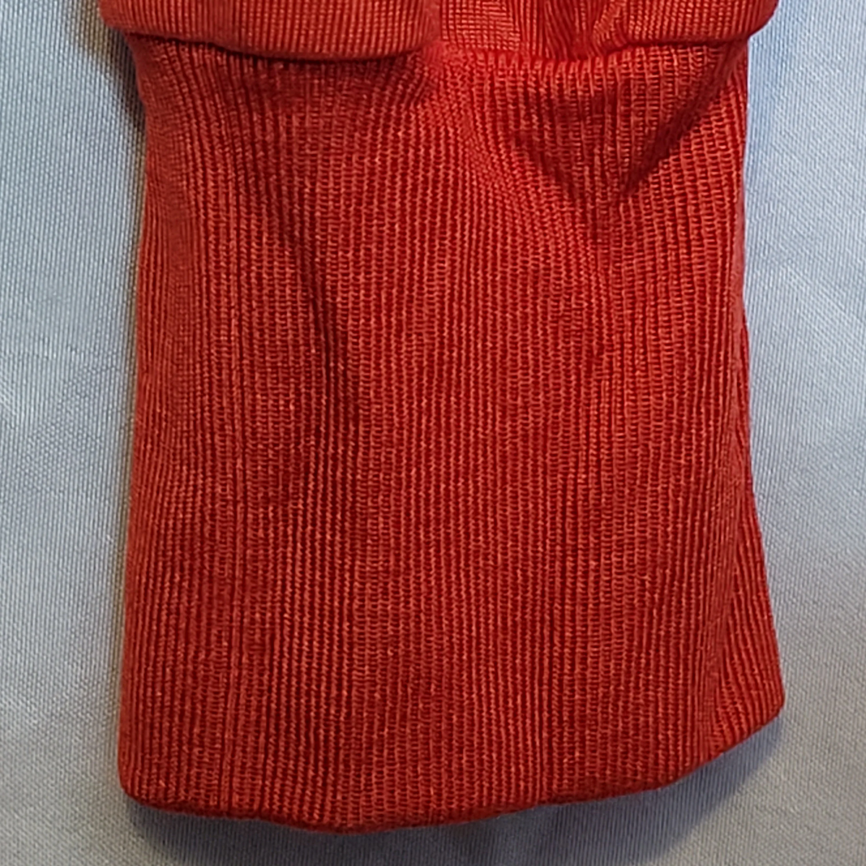 60s/70s Silk Blouse Red Button Up Pullover Cuff Sleeves By Happy - Image 5