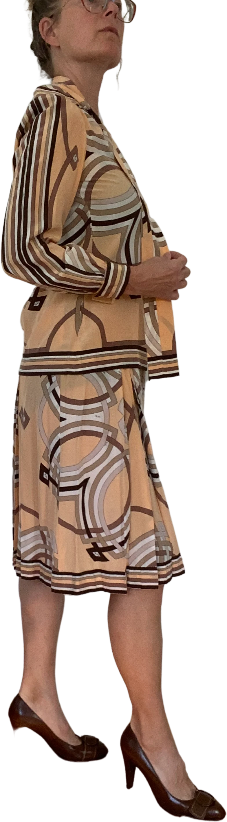 60s/70s Silk Skirt Set With Scarf By Emilio Pucci - Image 2