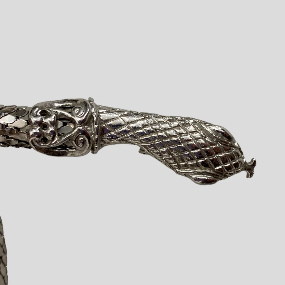 60s/70s Silver Chainmail Snake Lariat Necklace Or Belt By Whiting & Davis - Image 6