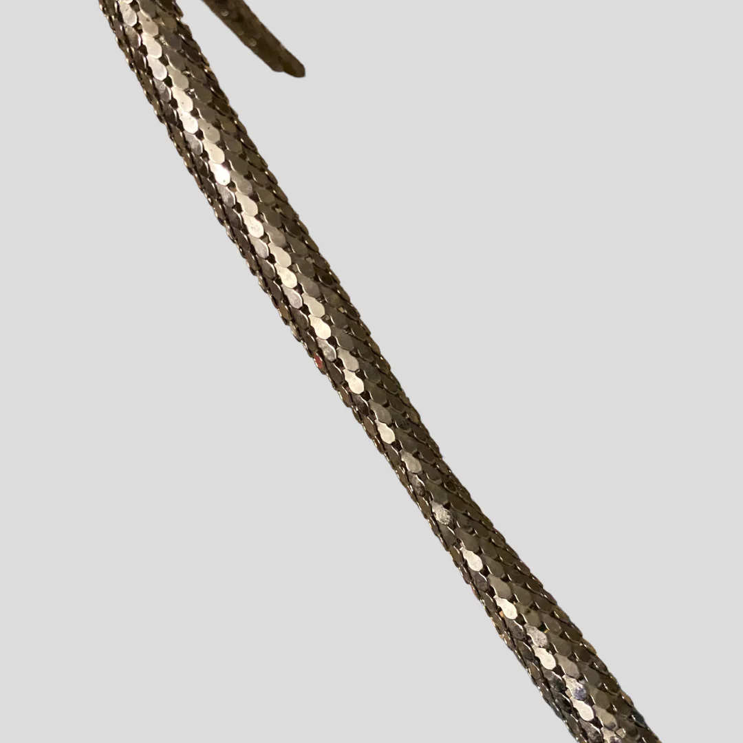 60s/70s Silver Chainmail Snake Lariat Necklace Or Belt By Whiting & Davis - Image 8