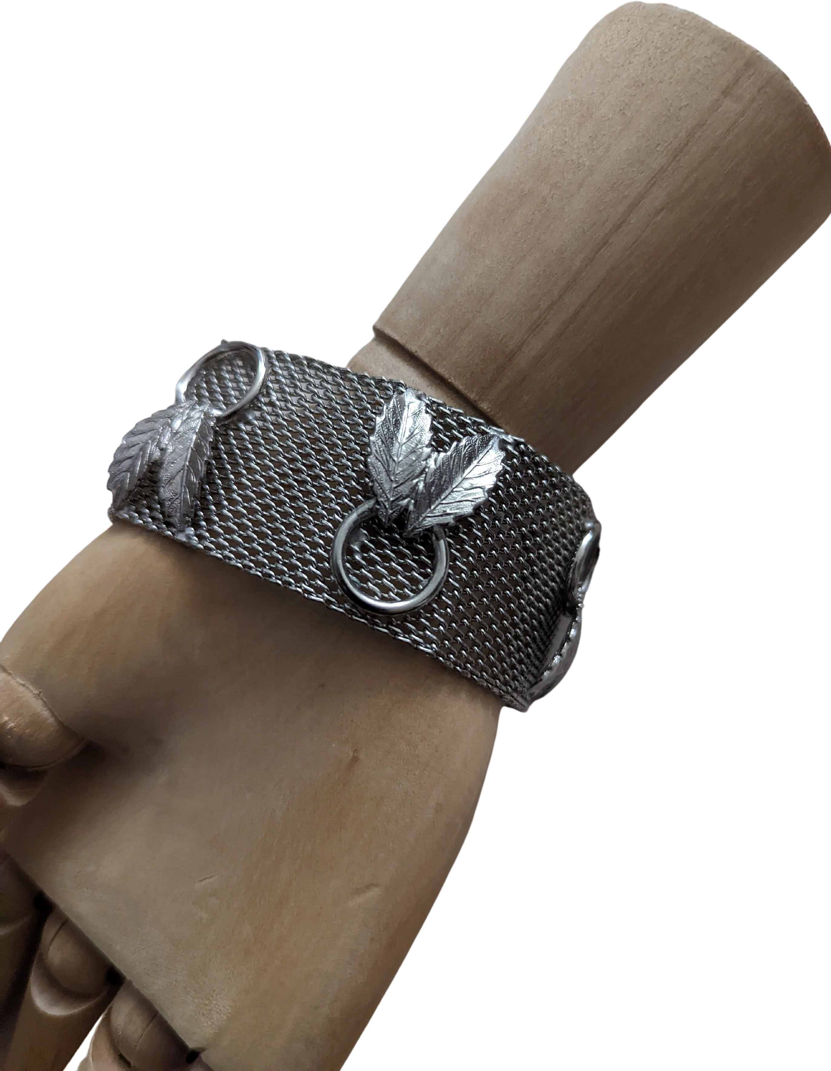 60s/70s Silver Decorative Mesh Bracelet - Image 2