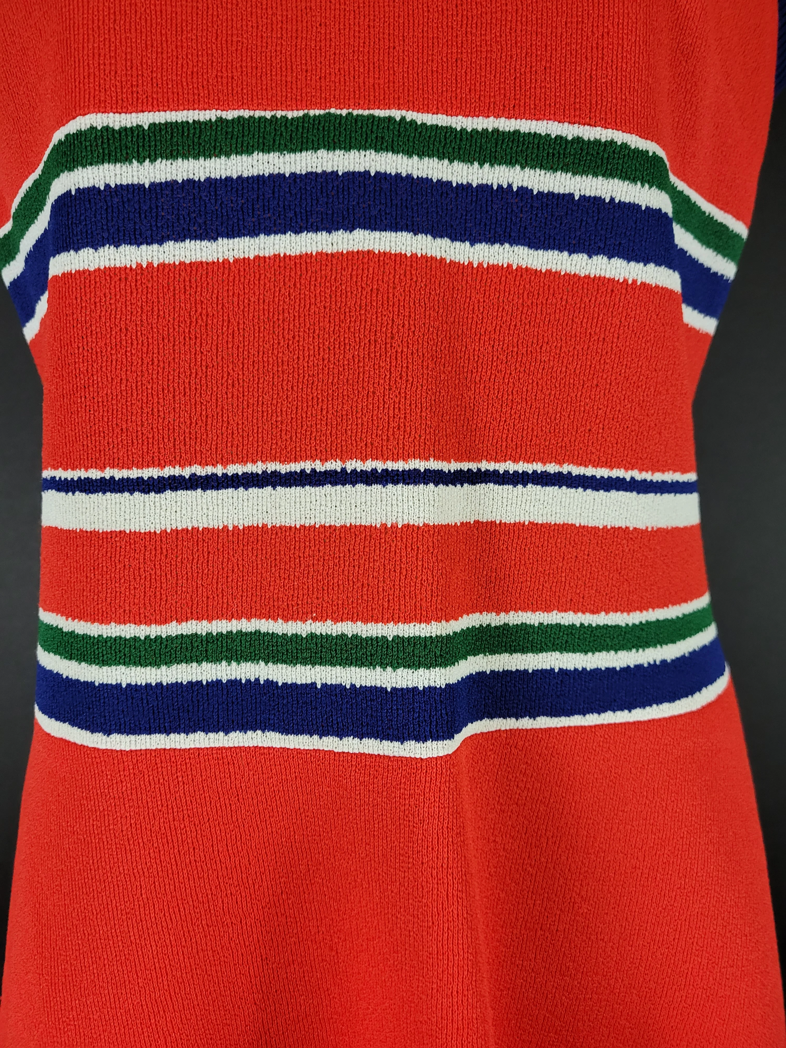 60s/70s Sleeveless Striped V-neck Dress By Kay Windsor - Image 5
