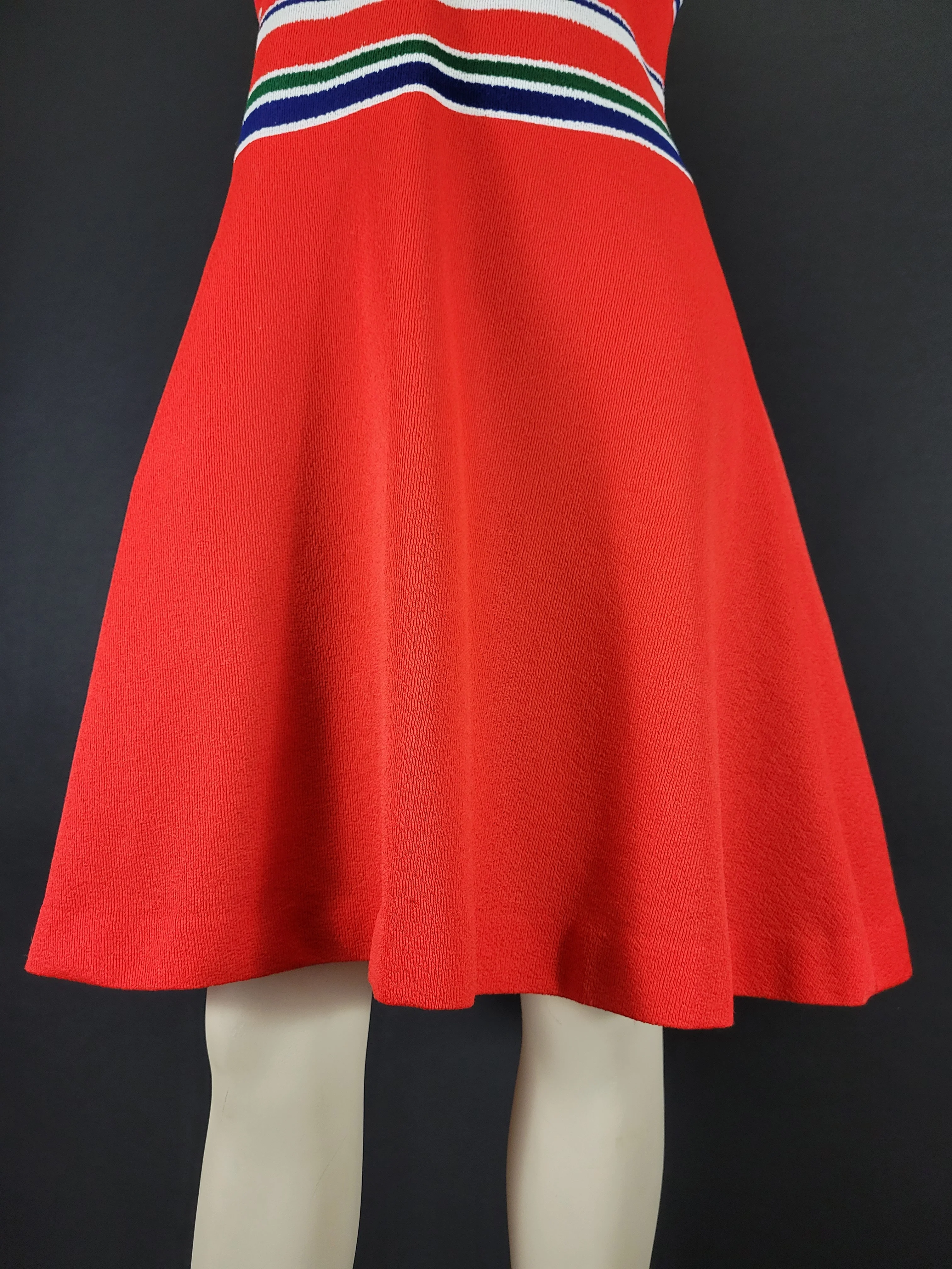 60s/70s Sleeveless Striped V-neck Dress By Kay Windsor - Image 6