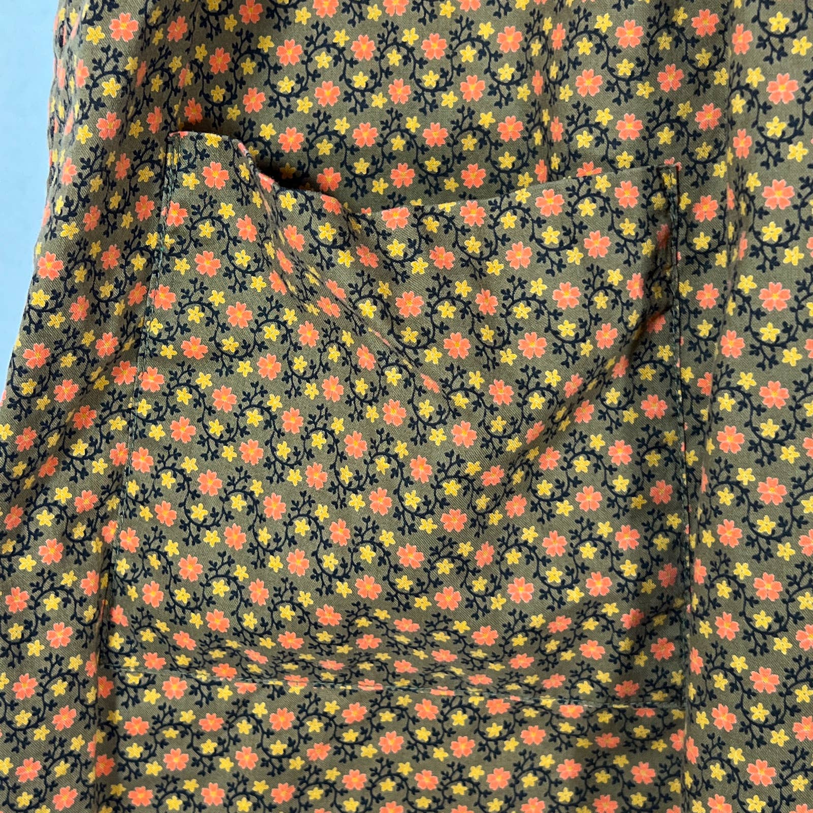 60s/70s Smocked Girls Dress In Brown Floral Handmade - Image 6