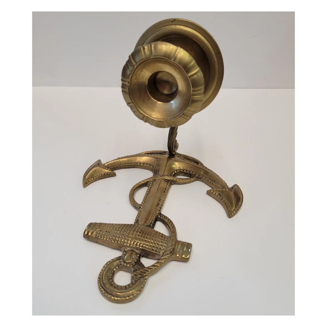 60s/70s Solid Brass Anchor Wall Hanging Candle Holder - Image 2