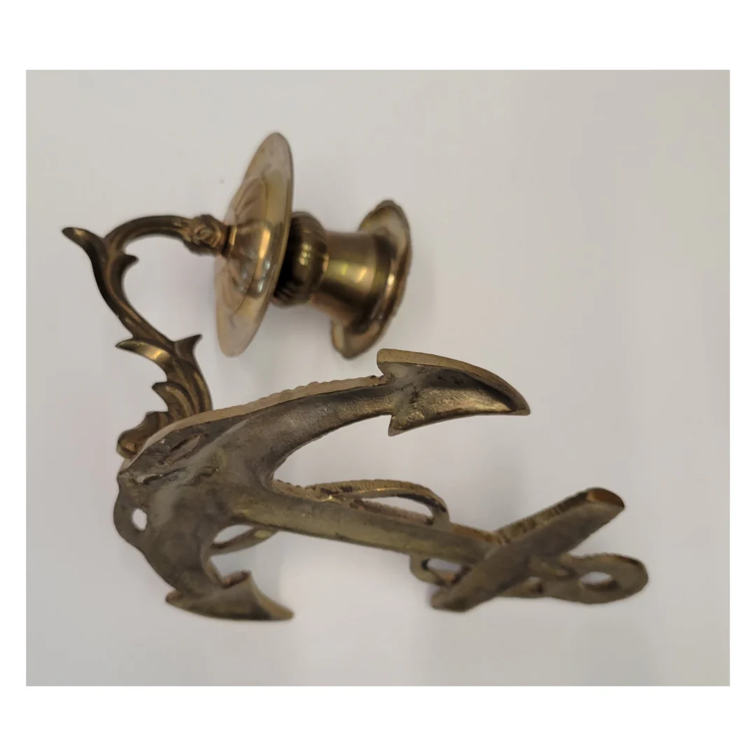 60s/70s Solid Brass Anchor Wall Hanging Candle Holder - Image 5