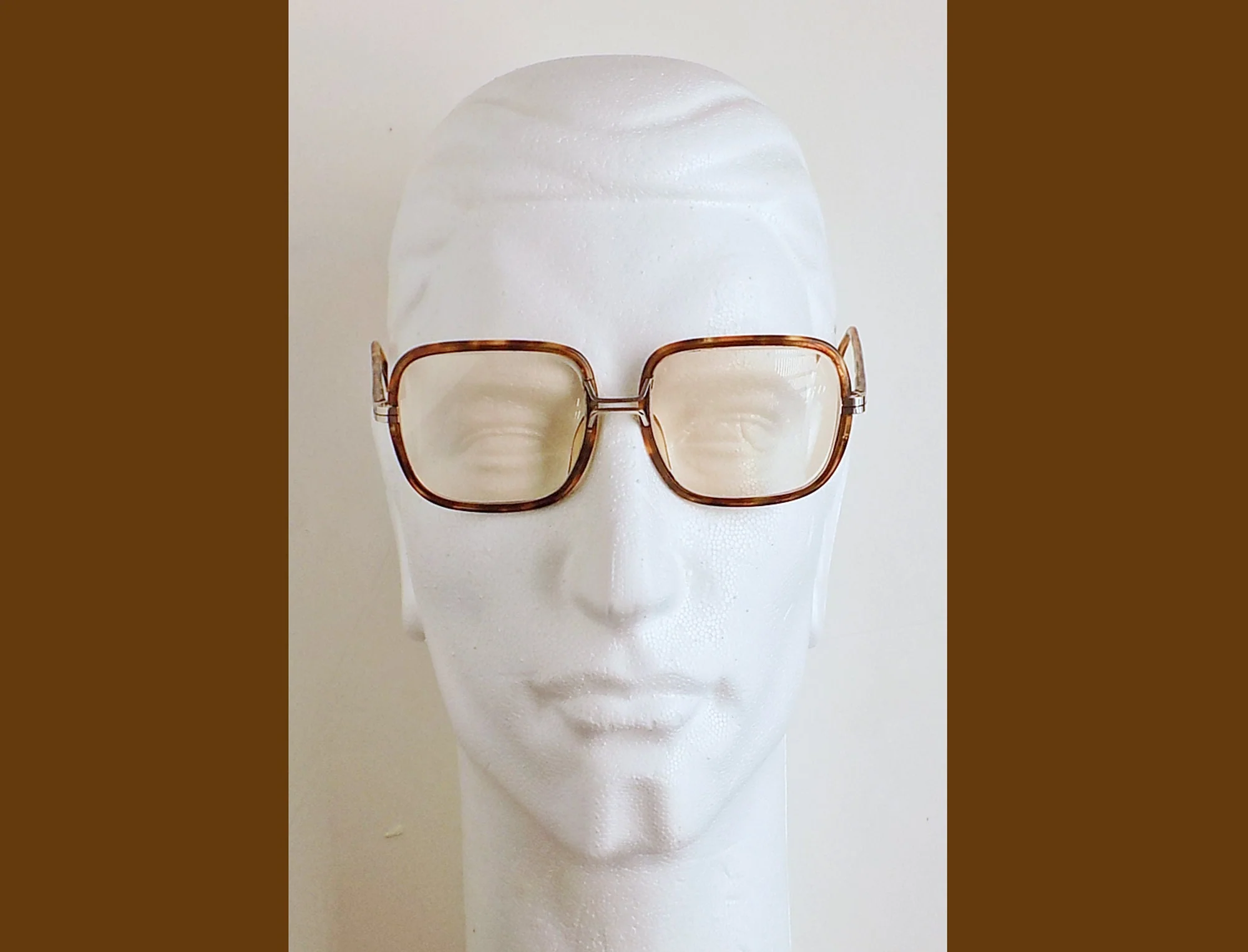 60s 70s Square Shaped Plastic Frames with Prescription Lenses That Can Be Removed Brown Tortoiseshell Style Eyewear - Image 3