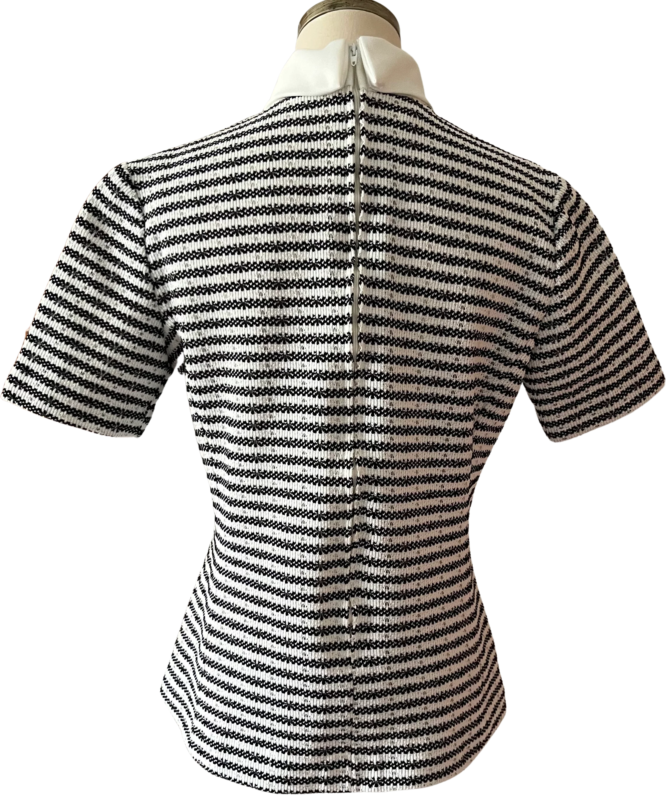 60s/70s Striped Polyester Turtle Neck Knit Blouse Top By Lester Paul - Image 2