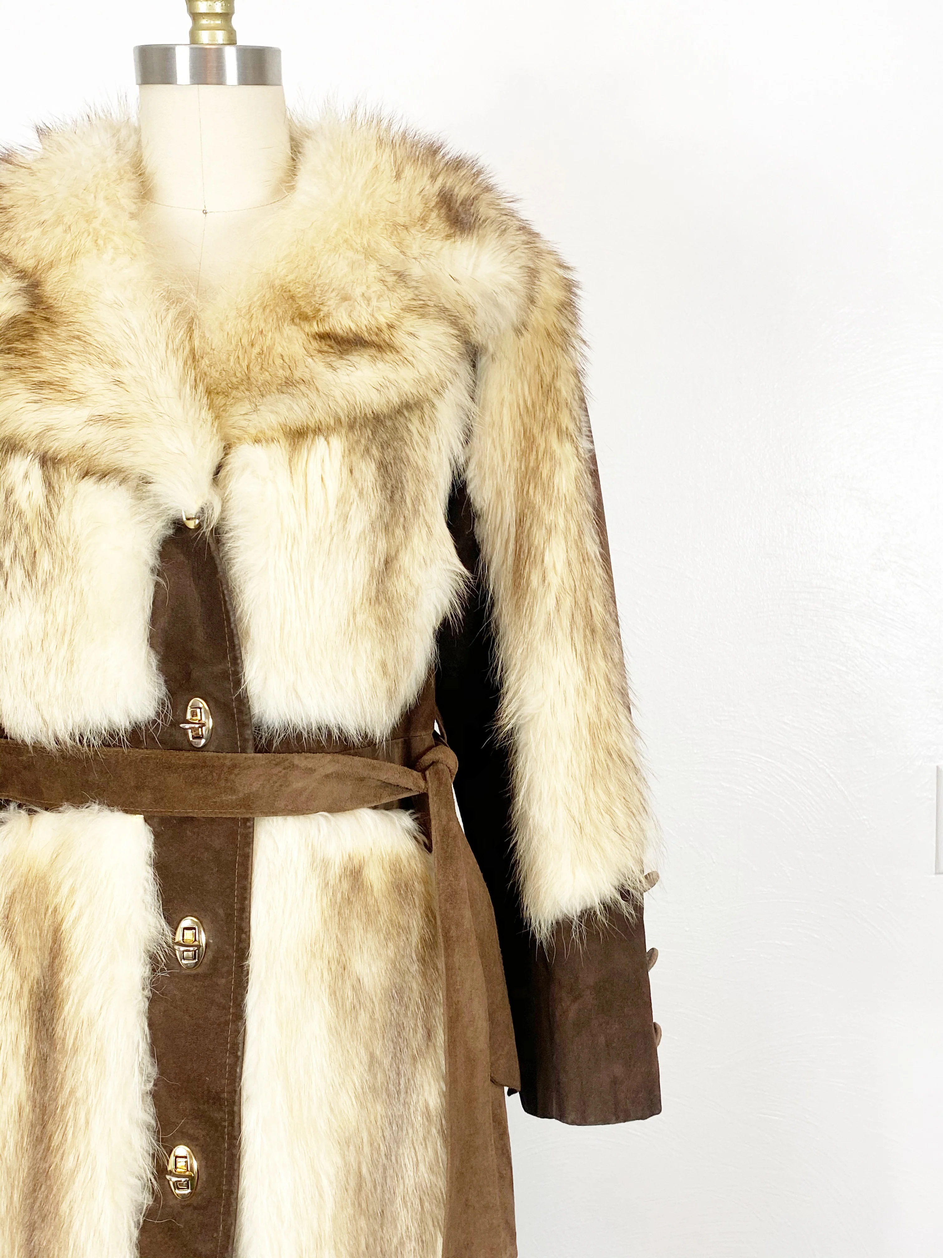 60s/70s Suede And Fur Princess Coat - Image 3