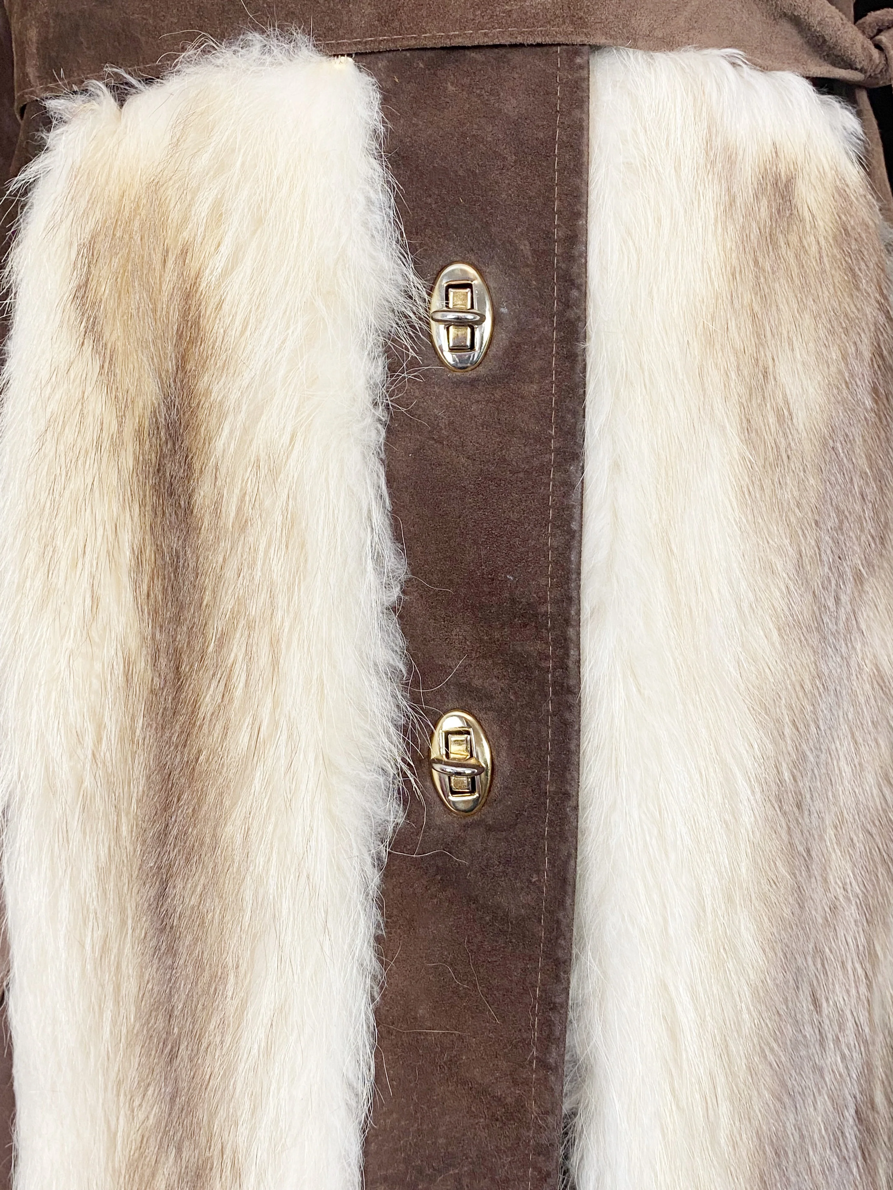 60s/70s Suede And Fur Princess Coat - Image 4