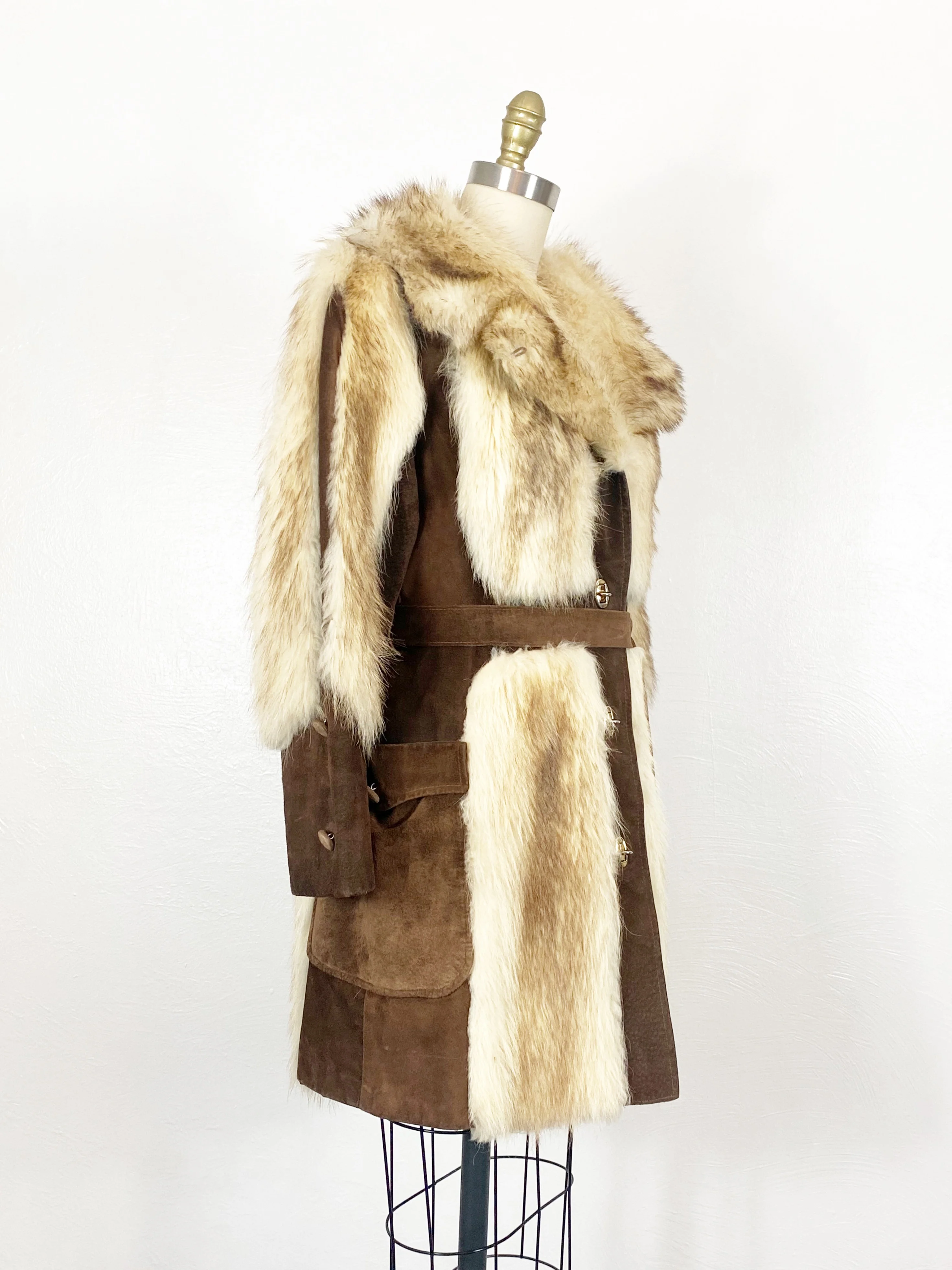 60s/70s Suede And Fur Princess Coat - Image 5