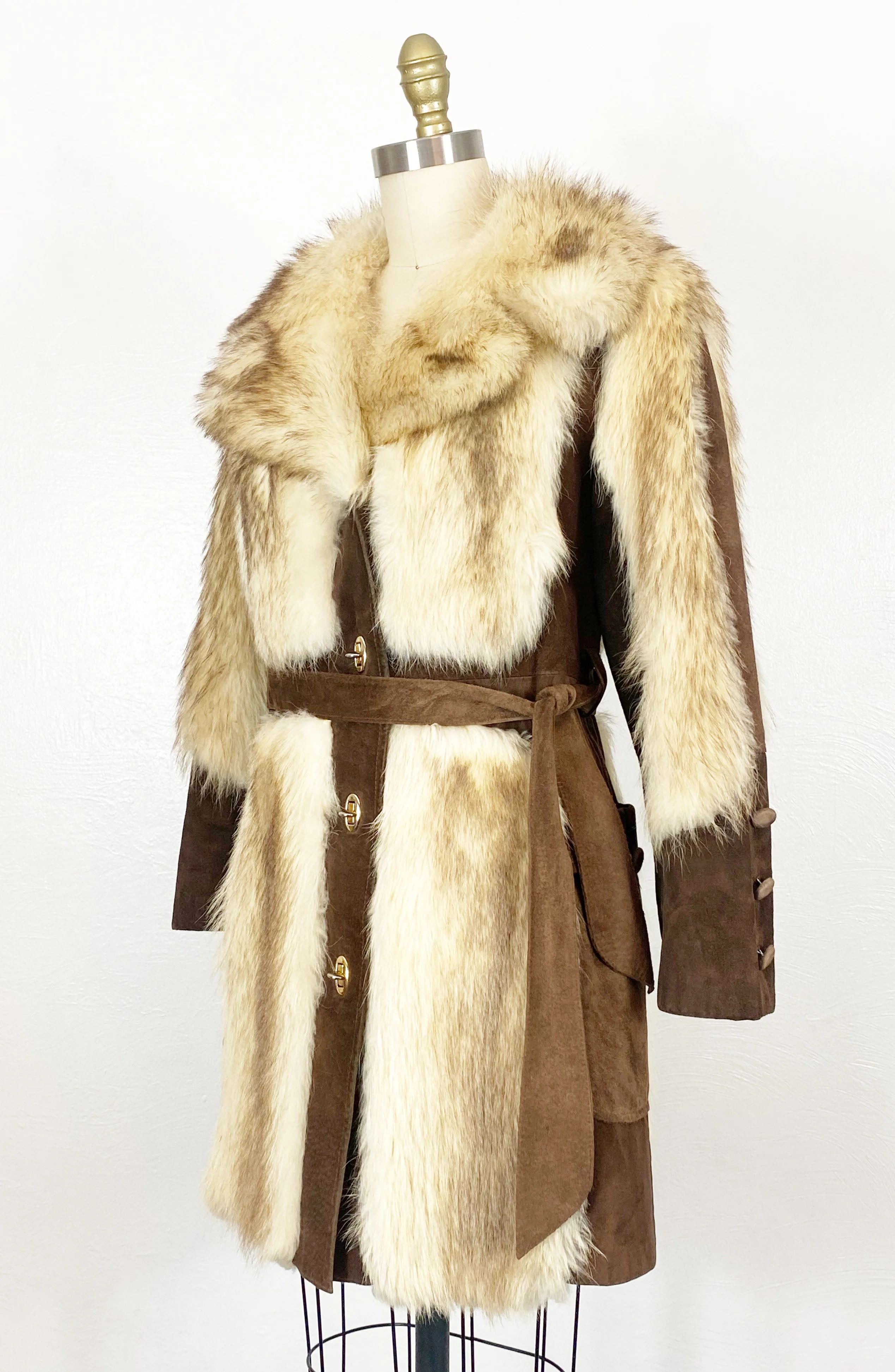 60s/70s Suede And Fur Princess Coat - Image 6