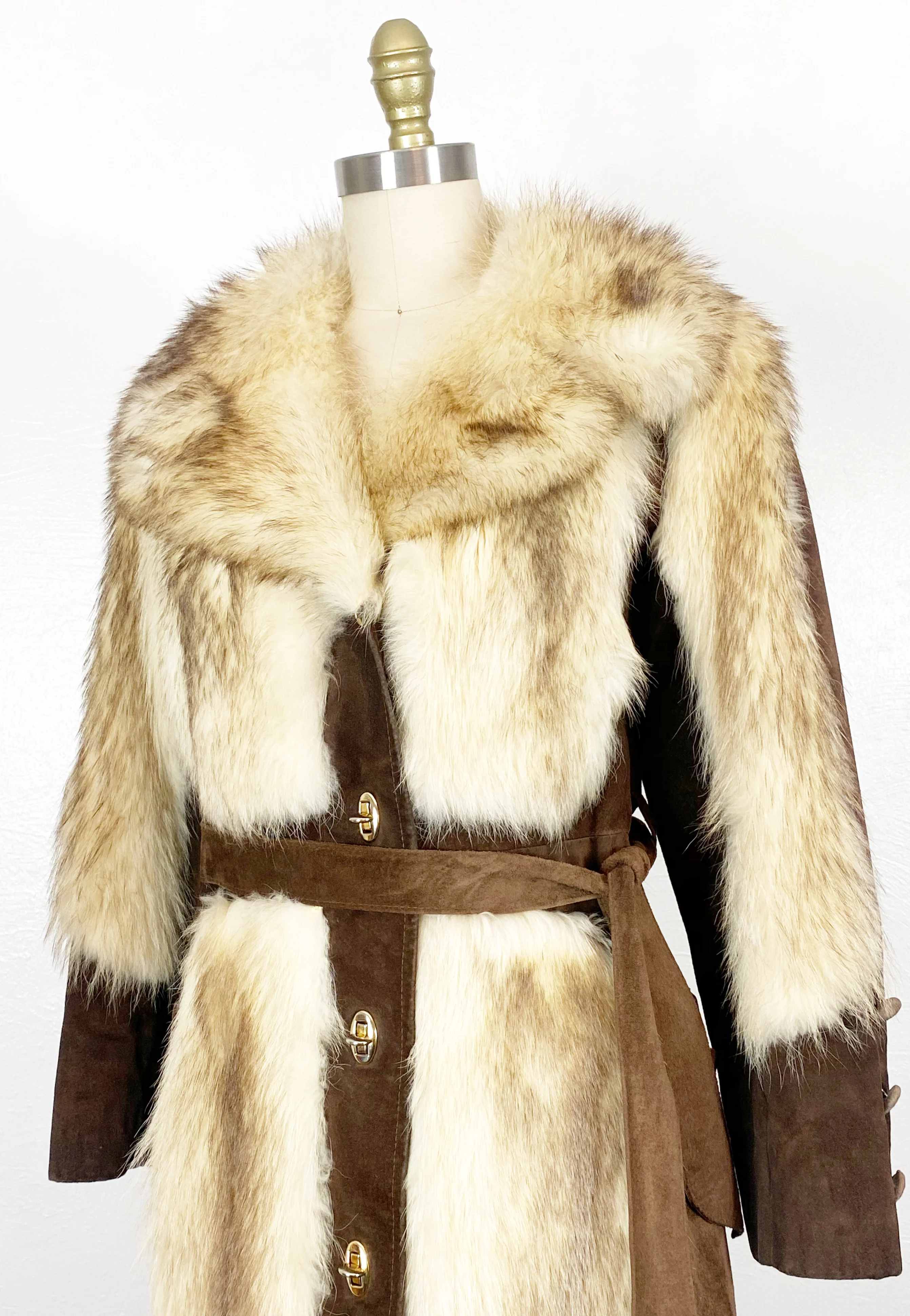 60s/70s Suede And Fur Princess Coat - Image 7