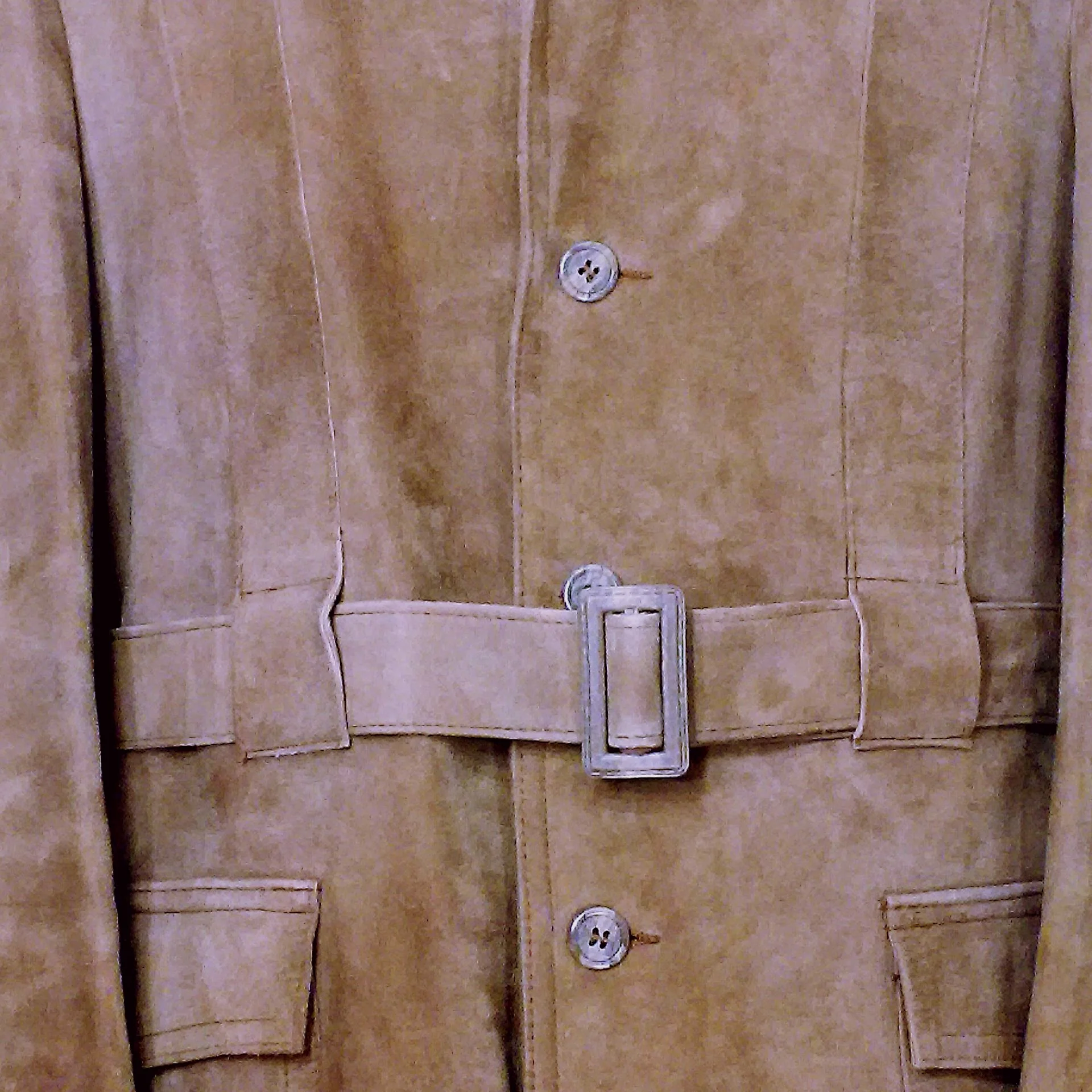 60s/70s Suede Leather Jacket Safari Car Coat Belted Pocket By Crimo Exclusive Made In Denmark - Image 5