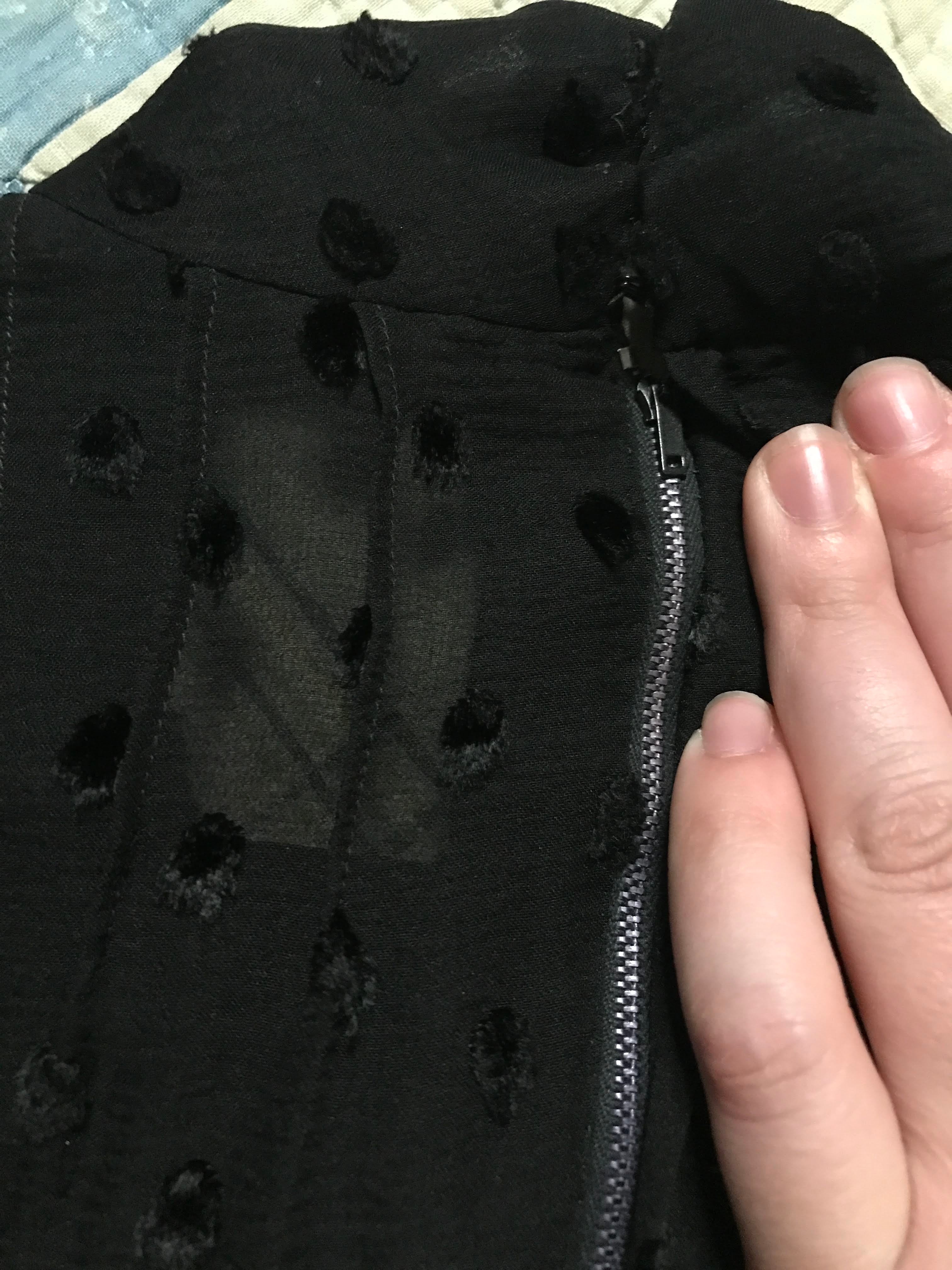 60s/70s Swiss Dot Black Puff Sleeve Formal Sheer Blouse By André Laug for Audrey - Image 11