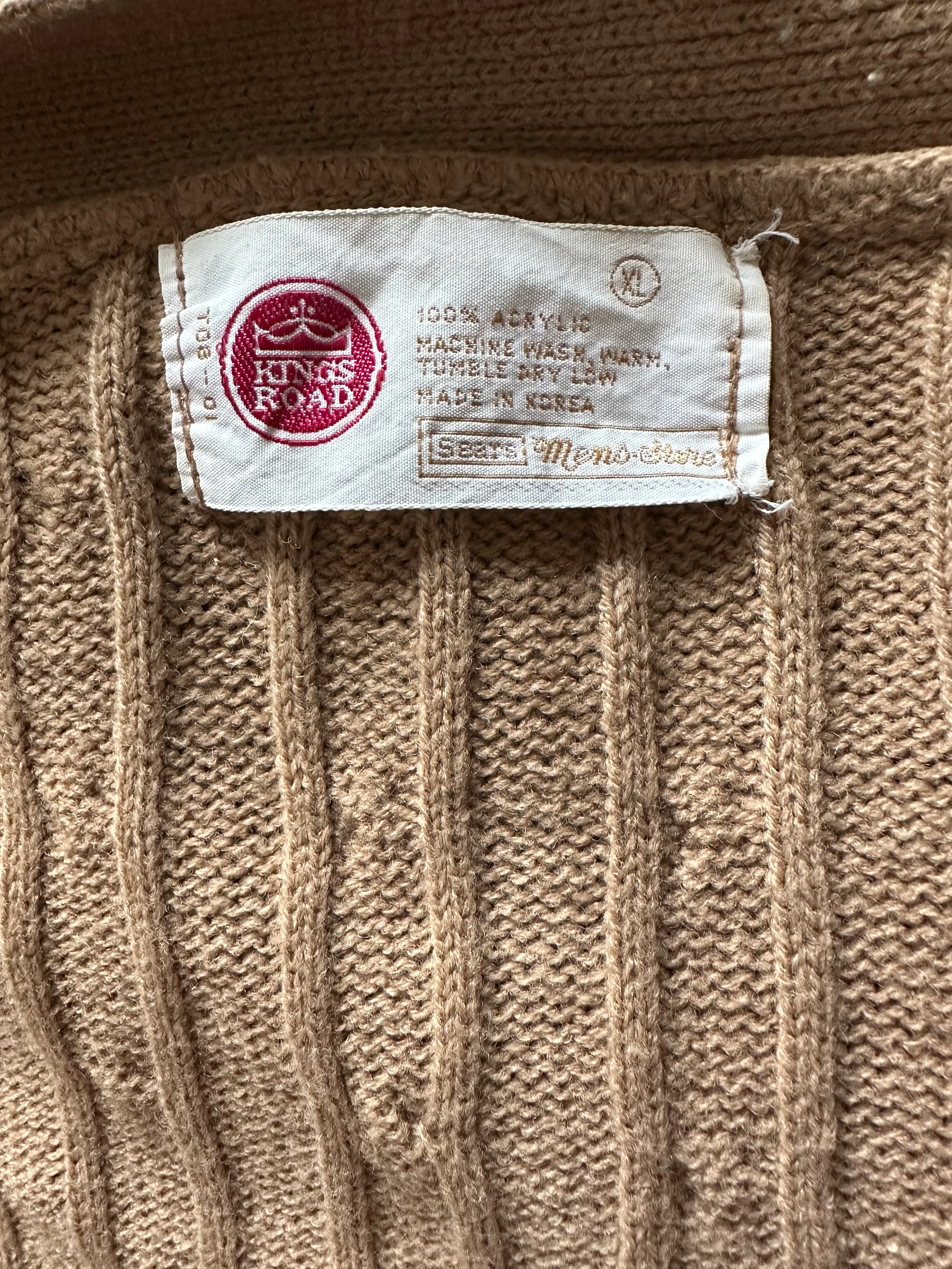 60s/70s Tan Cardigan With Pockets By Kings Road - Image 3