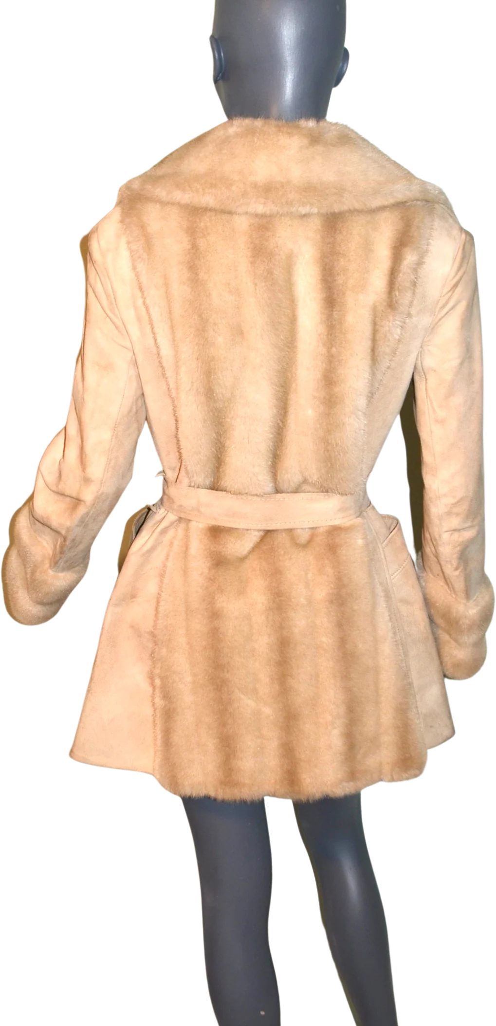 60s/70s Tan Suede And Faux Fur Cinch Coat. By Lilli Ann and Leathers of London - Image 2