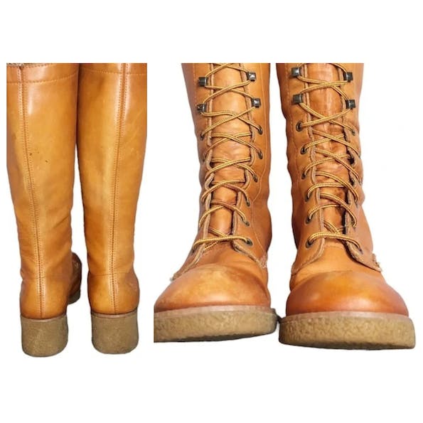 60s/70s True Vintage Penny Lane Leather Lace Campus Boots - Image 5