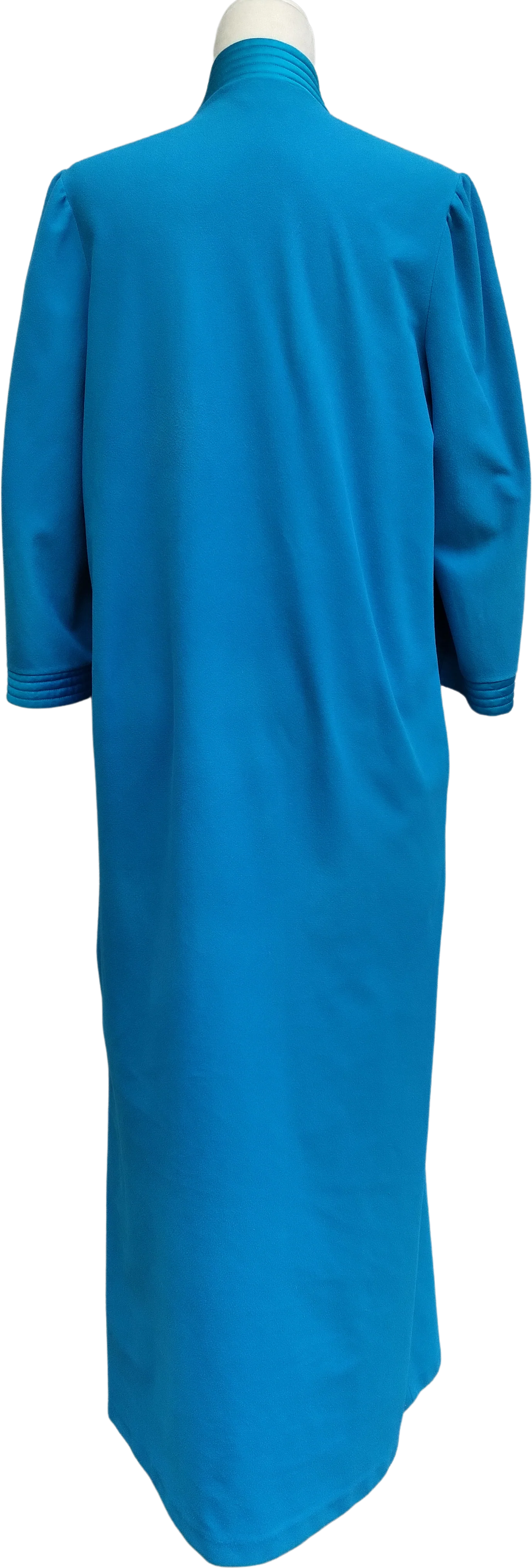 60s/70s Turquoise House/bed Coat With Satin Floral Trim By Vanity Fair - Image 2