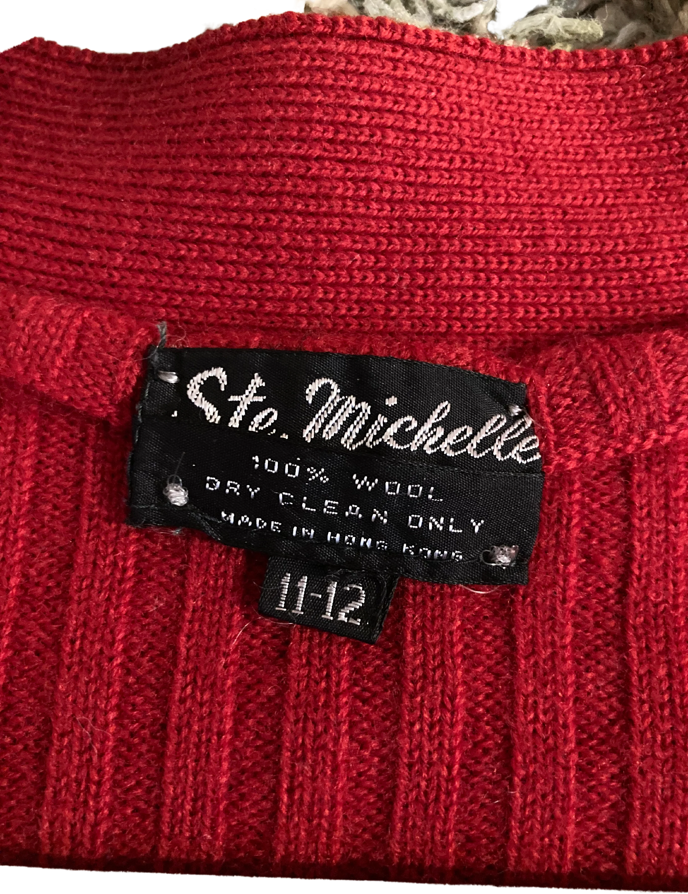 60s/70s V-neck Ribbed Wool Cardigan By Ste Michelle - Image 2