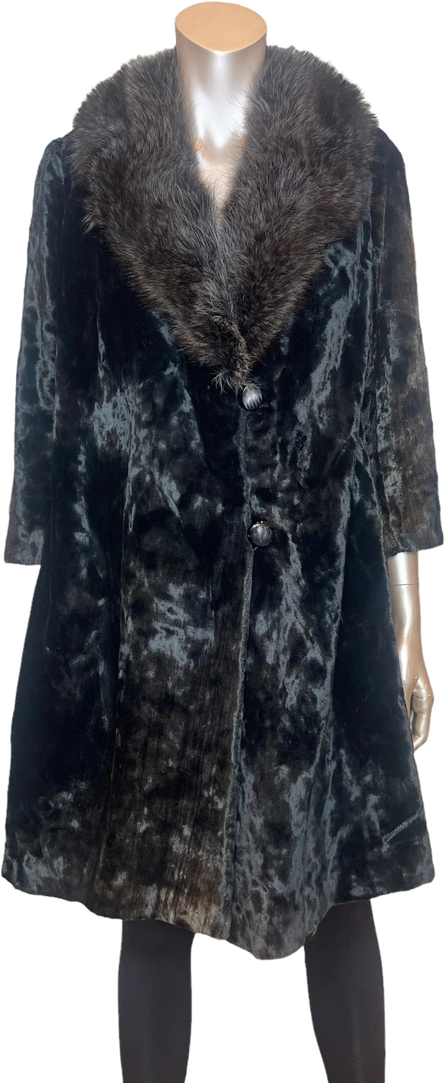 60s/70s Velvet Coat With Fur Trim