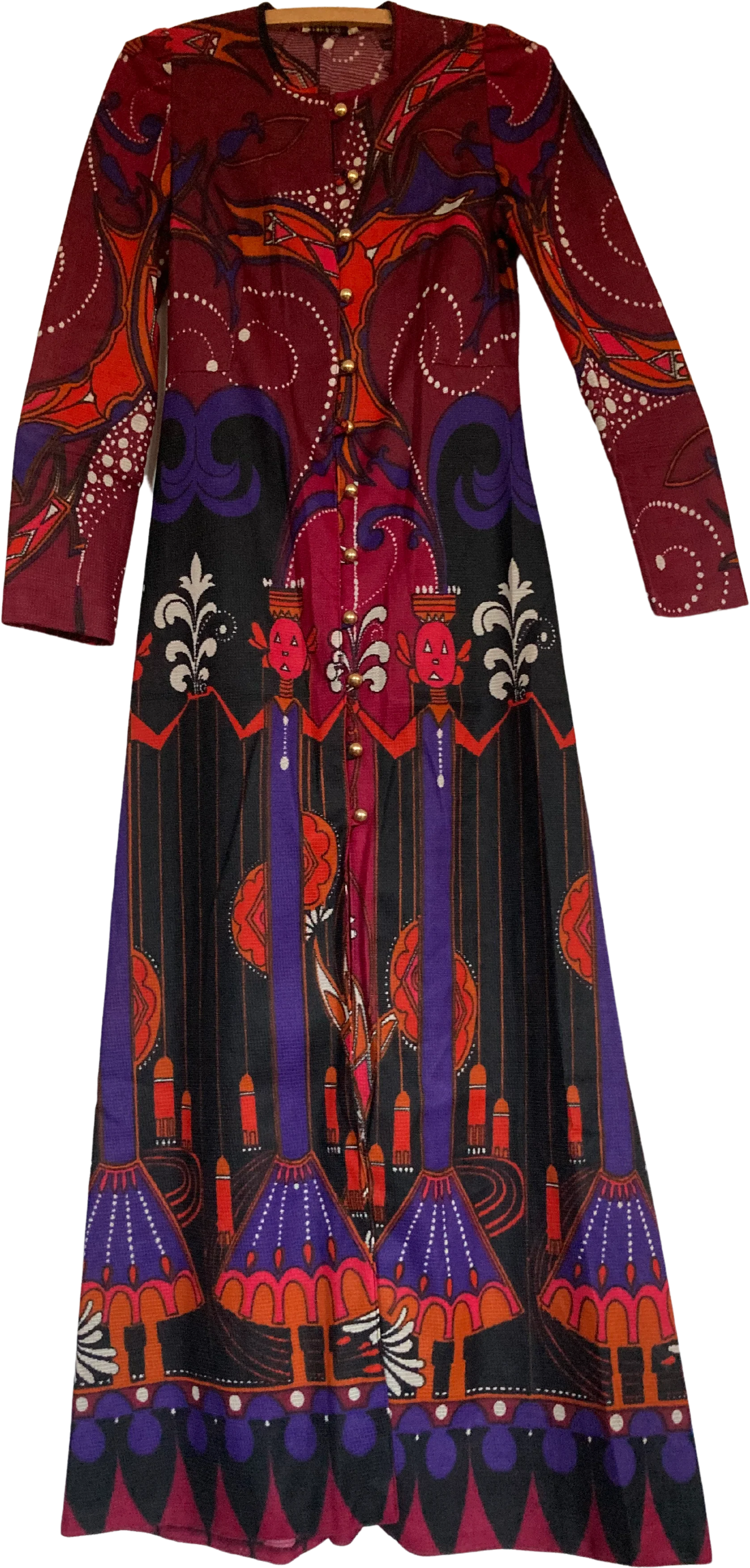 60s/70s Vibrant Vintage 70s Maxi Dress By Shelana of London
