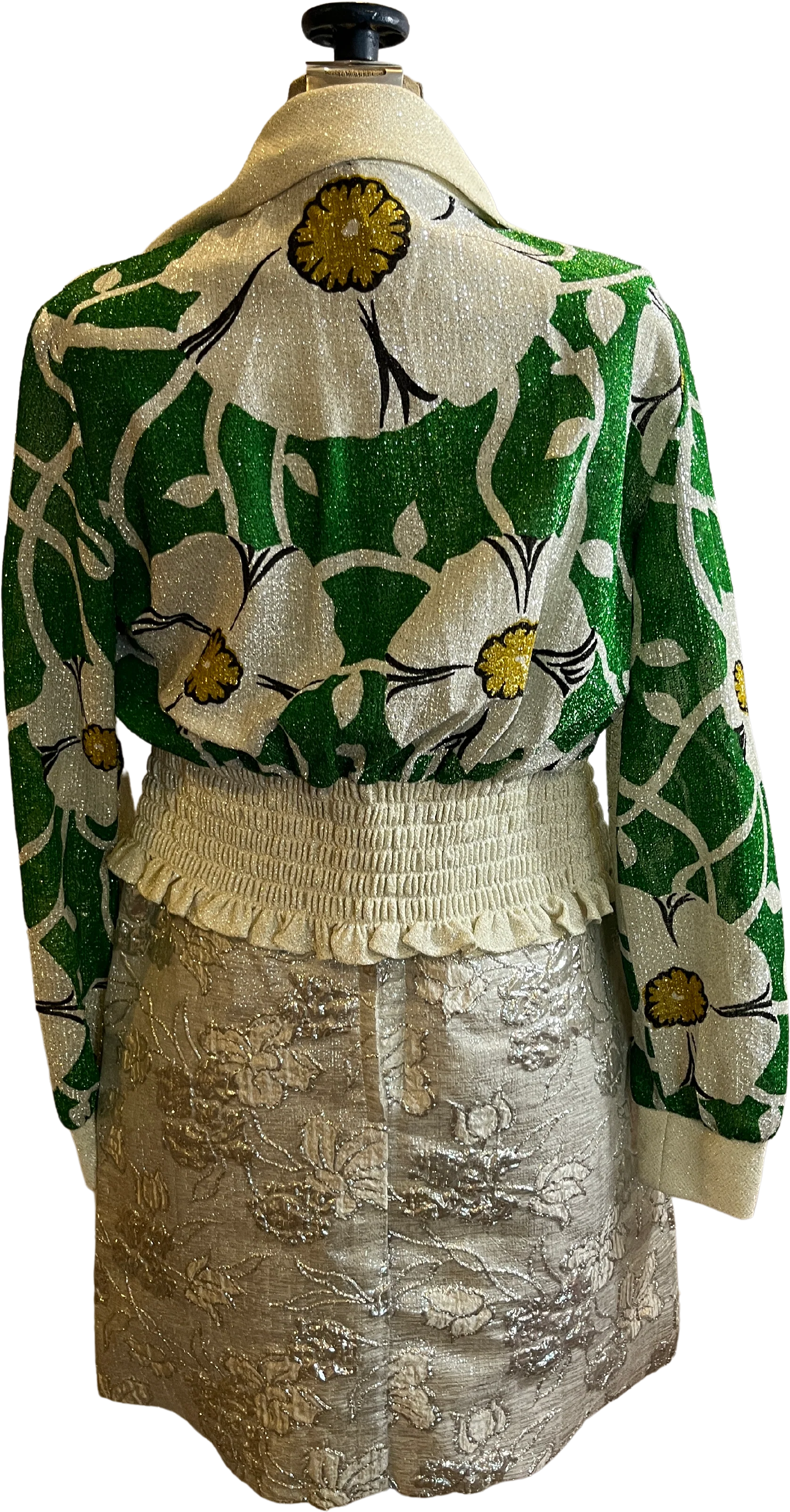 60s/70s Vintage 70s Festive Button Crop Blouse Ruching By Lot Number - Image 2