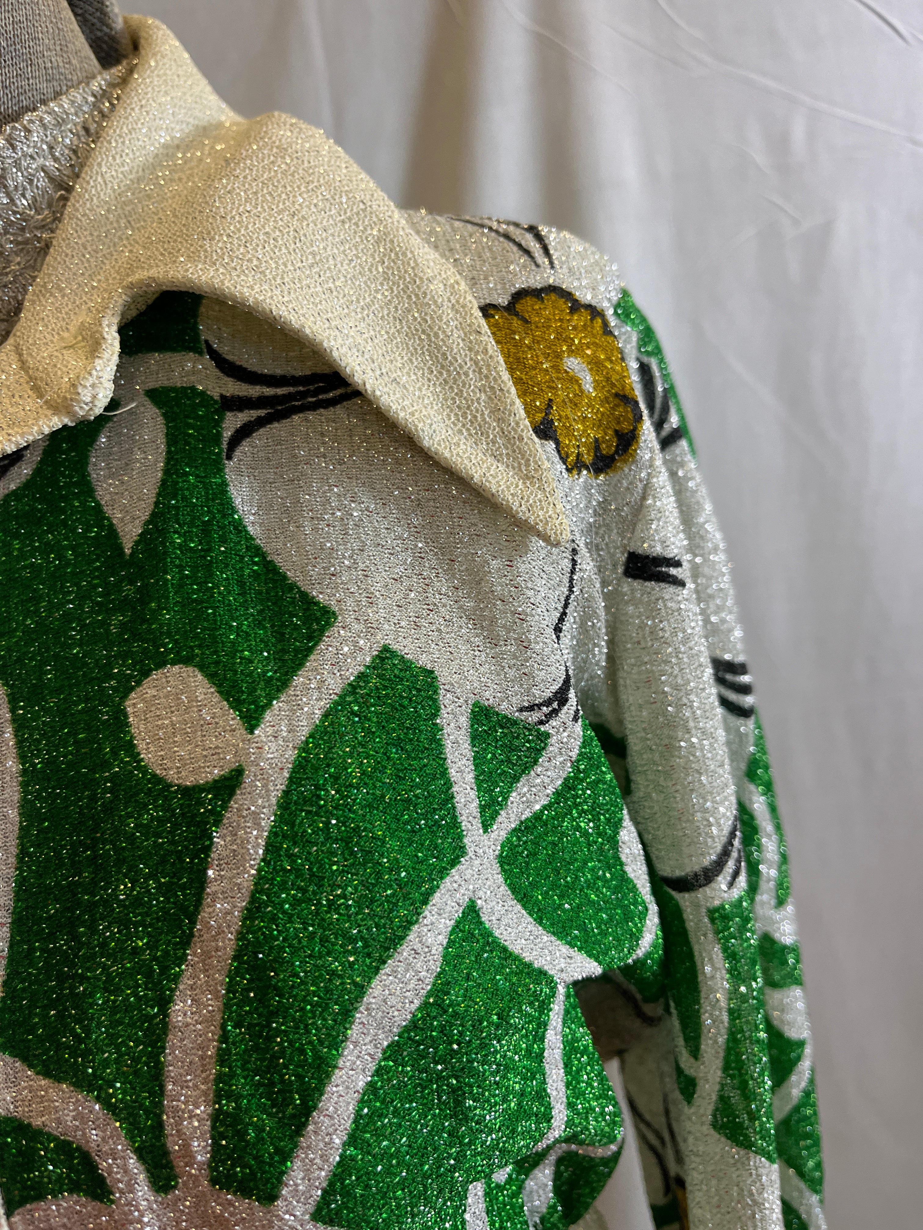 60s/70s Vintage 70s Festive Button Crop Blouse Ruching By Lot Number - Image 3