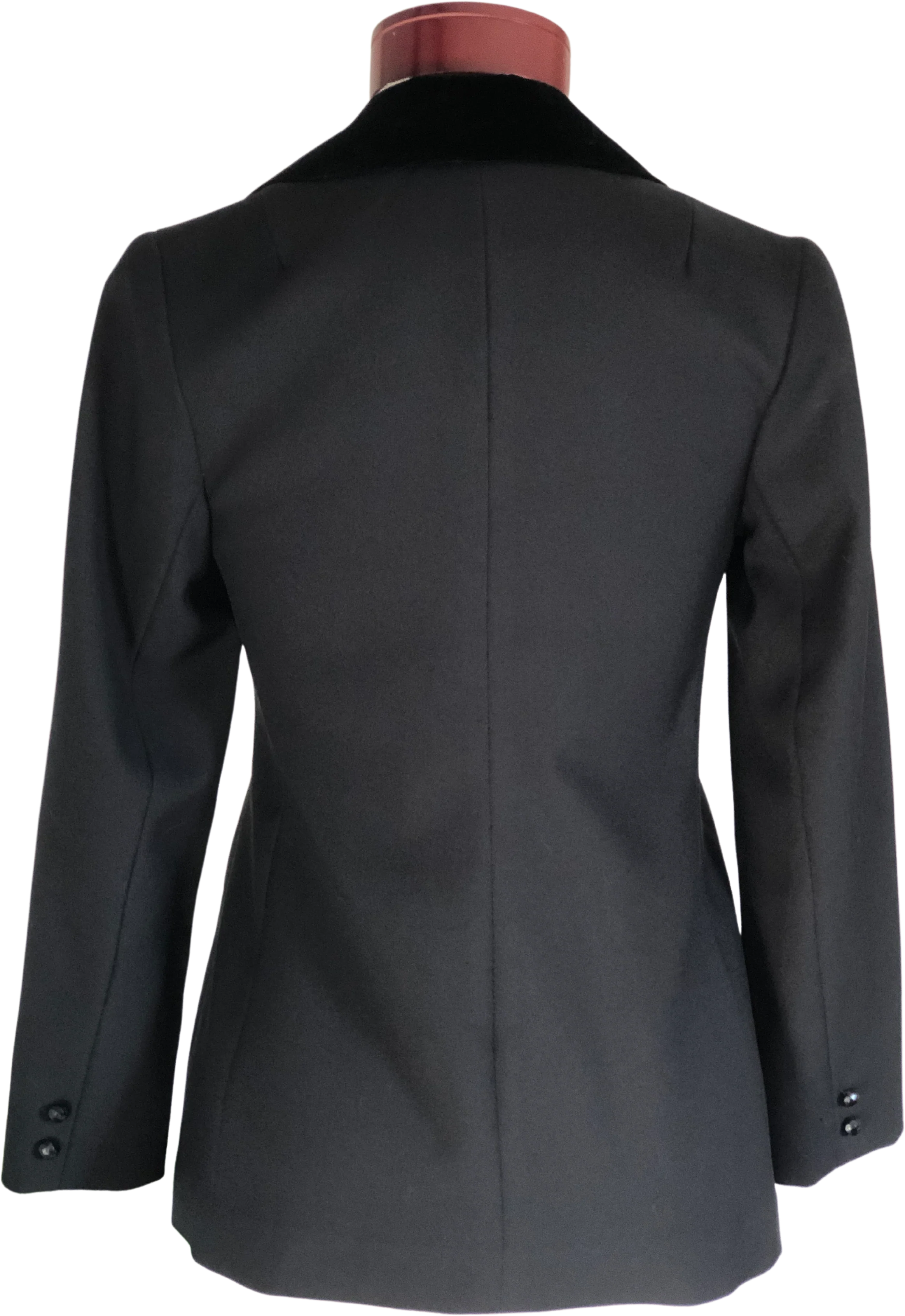 60s/70s Vintage Black Blazer With Velvet Collar And Trim By Three Flaggs - Image 2
