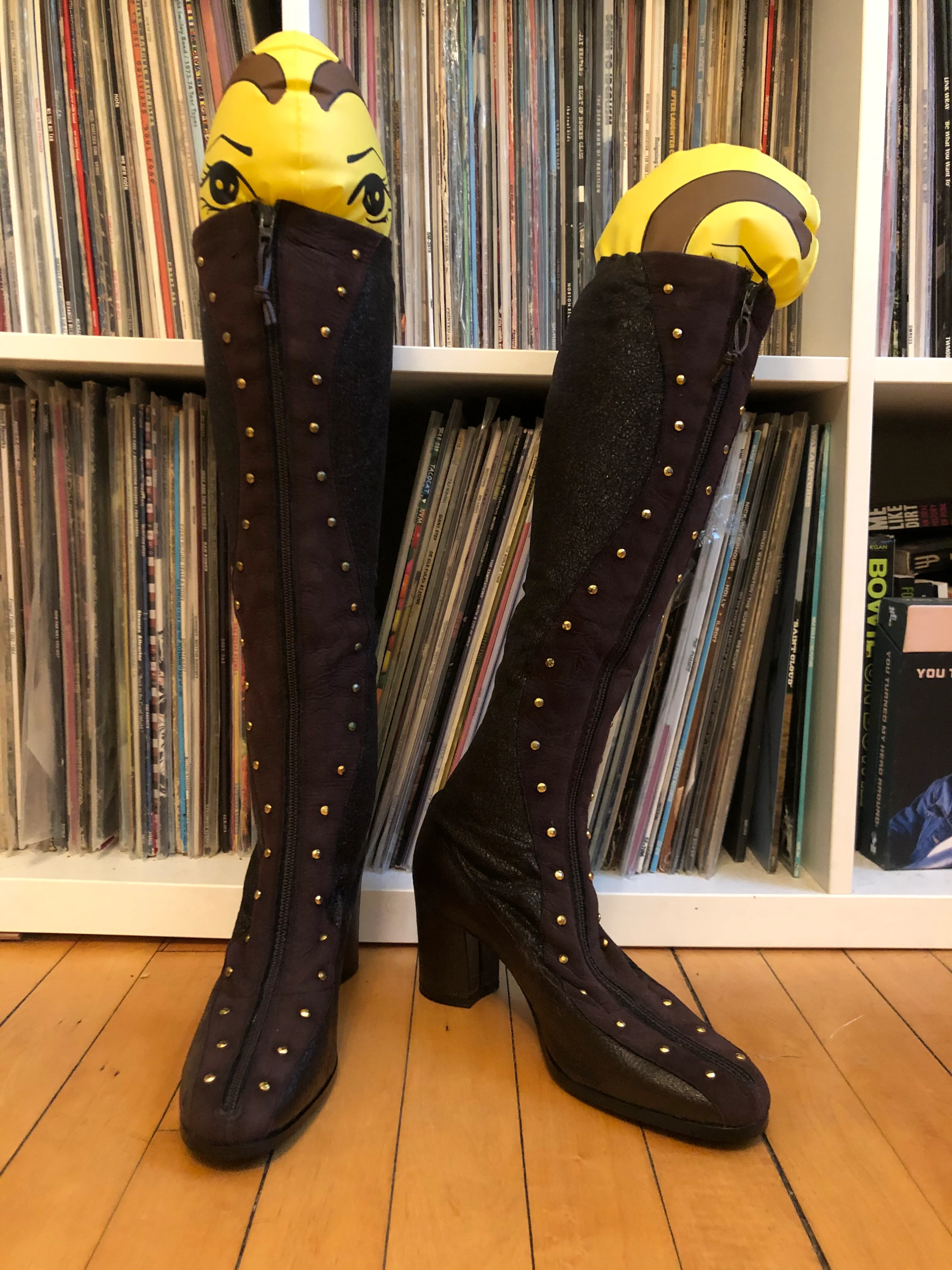 60s/70s Vintage Brown Zip Front Stud Gogo Boots By Golo - Image 10