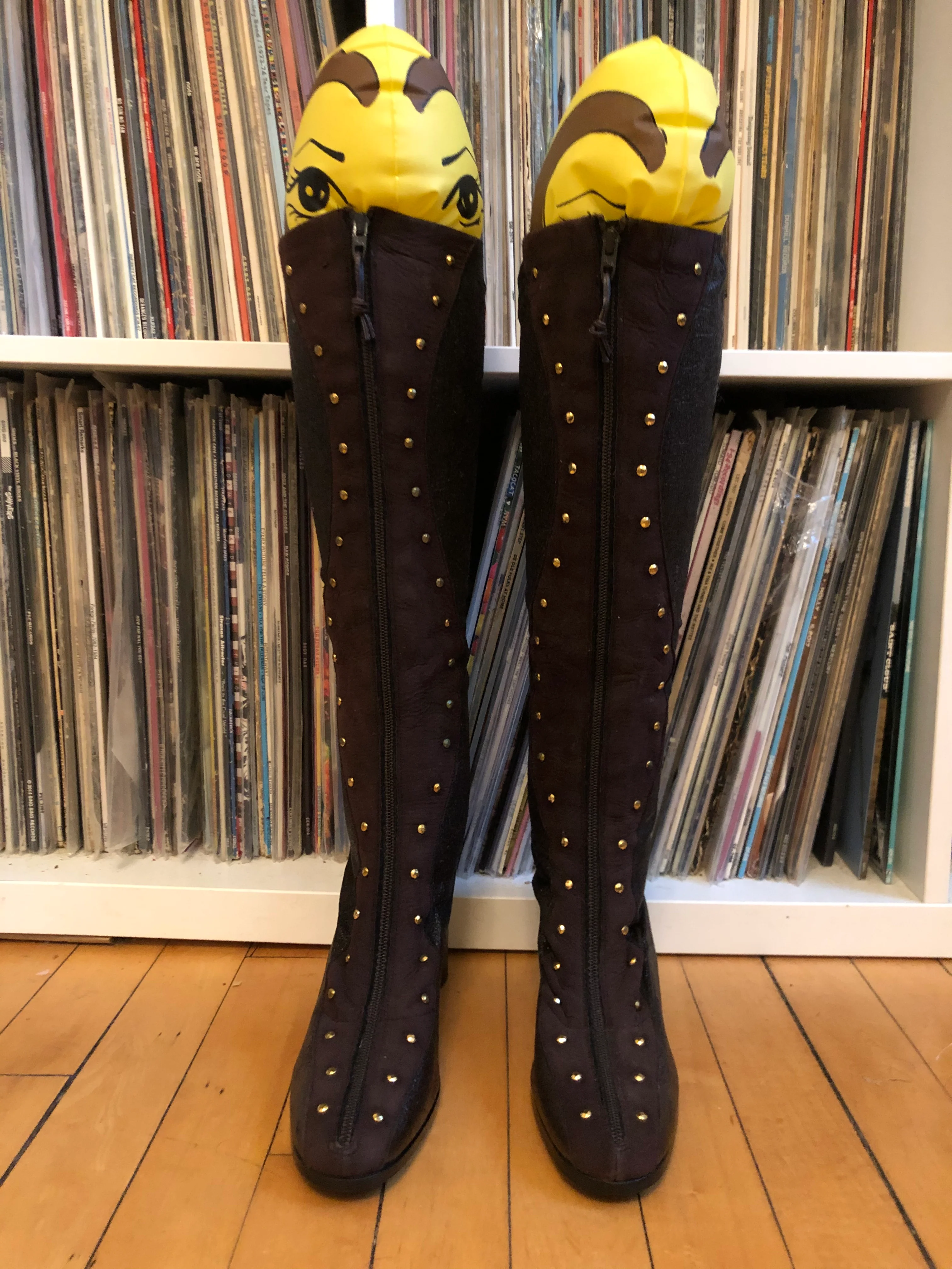 60s/70s Vintage Brown Zip Front Stud Gogo Boots By Golo - Image 9