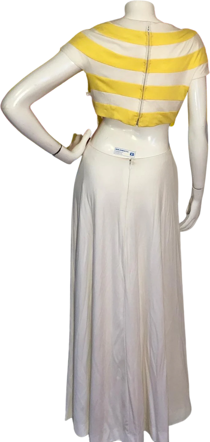 60s/70s Vintage Cutout Midriff Cocktail Dress Gown By Estevez - Image 2