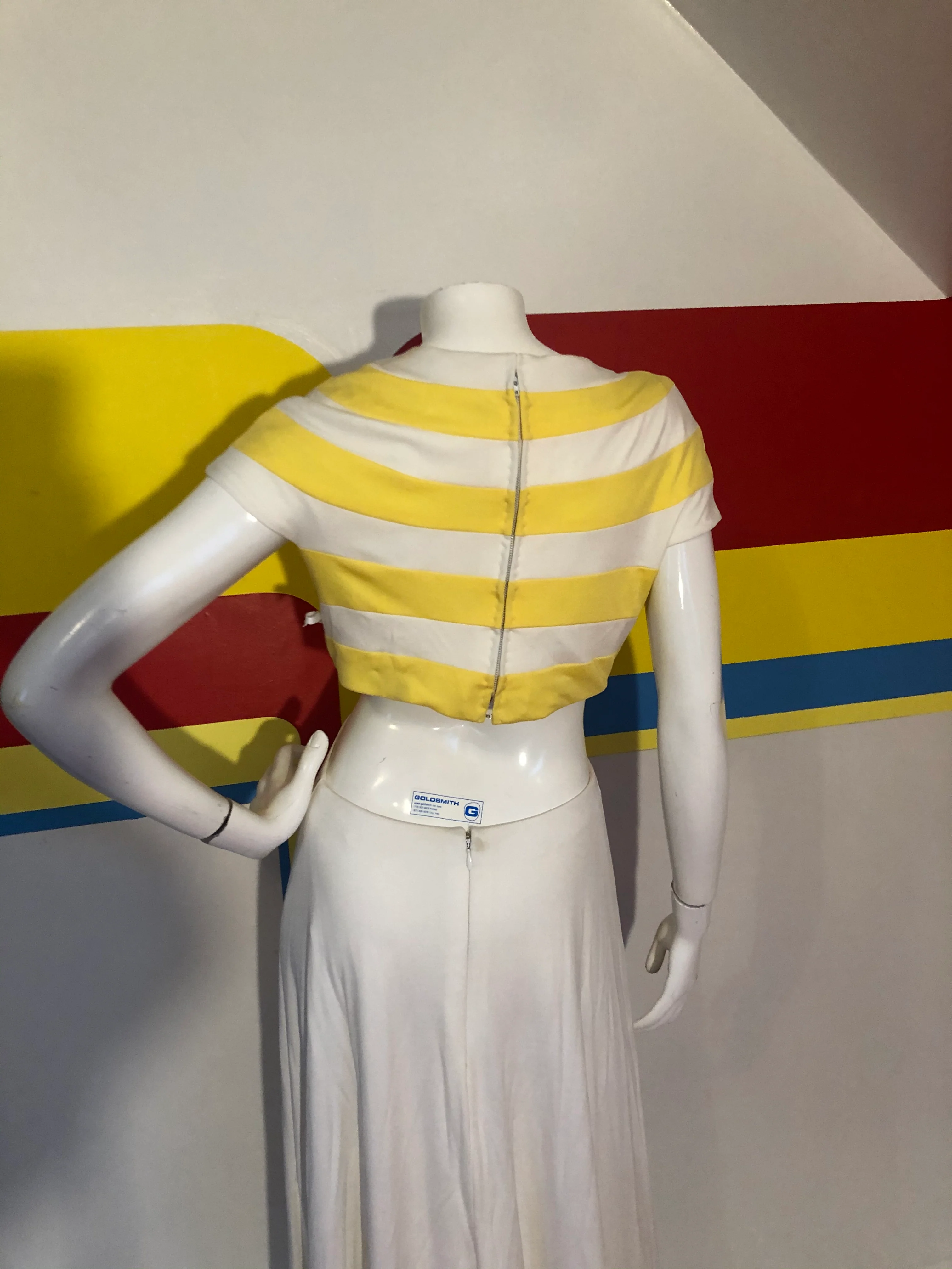 60s/70s Vintage Cutout Midriff Cocktail Dress Gown By Estevez - Image 9