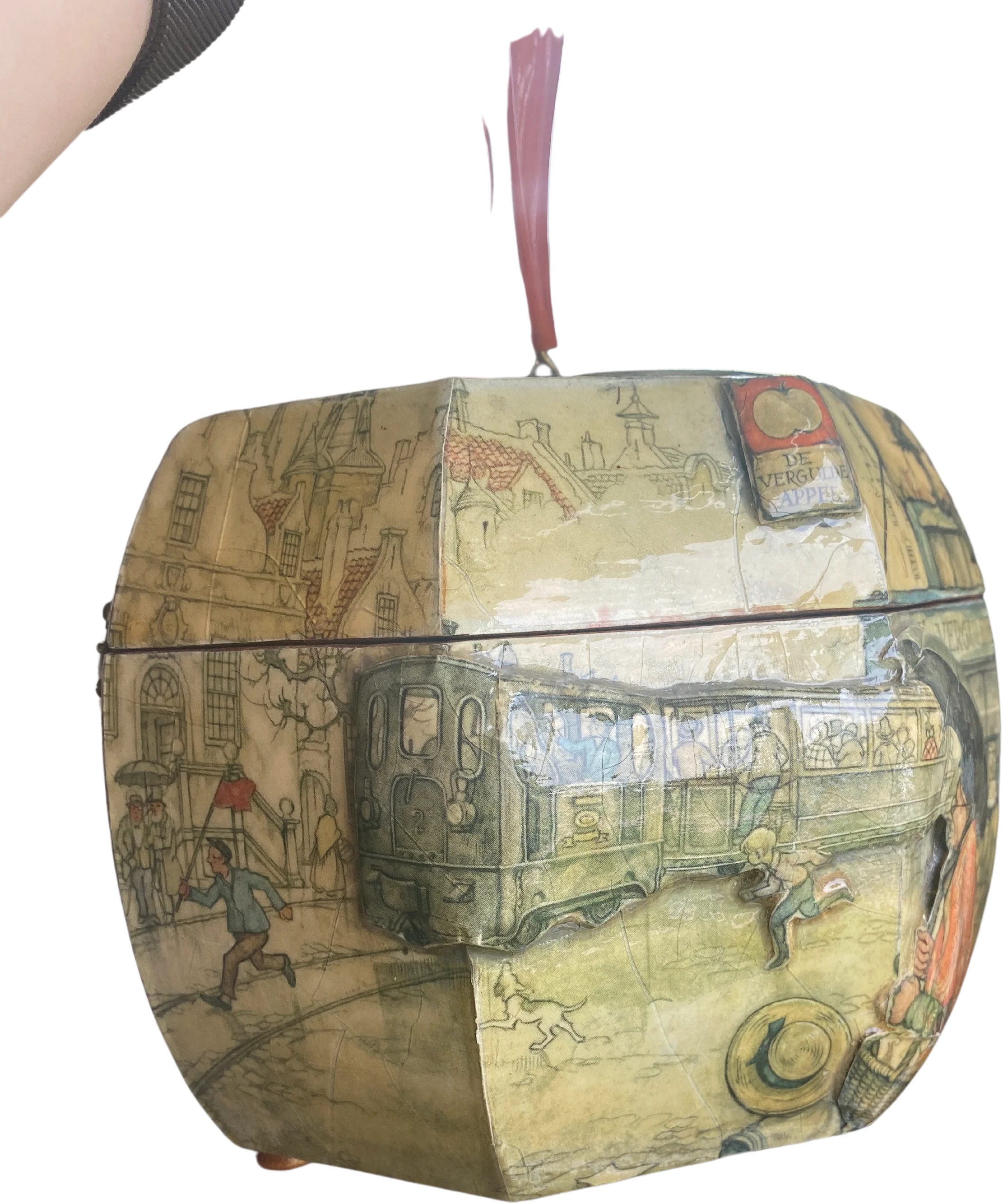60s/70s Vintage Decopaged Top Handled Box Purse By Anton Pieck - Image 2
