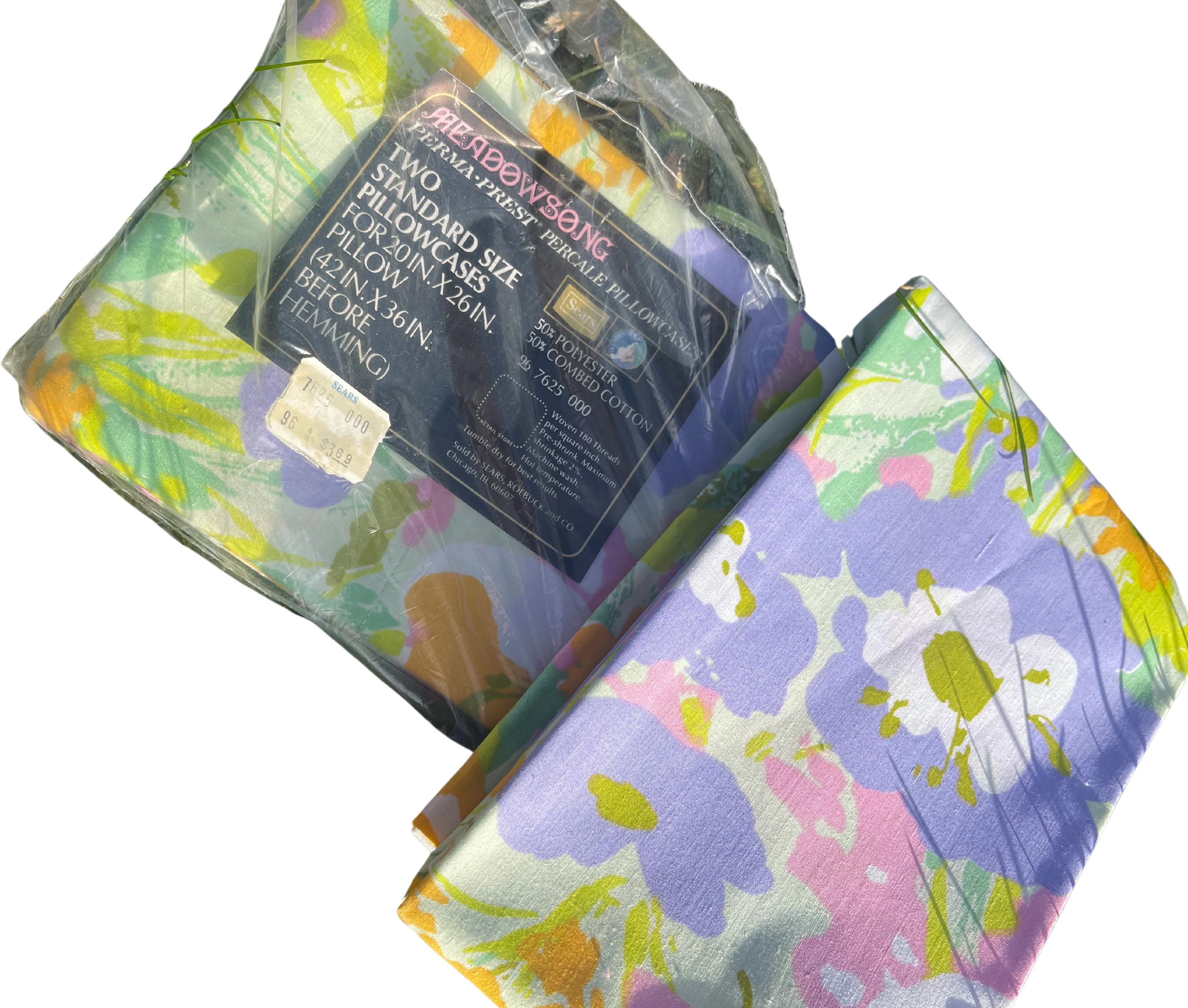 60s/70s Vintage Flower Power Set Of 2 Pillowcases By Meadowsong