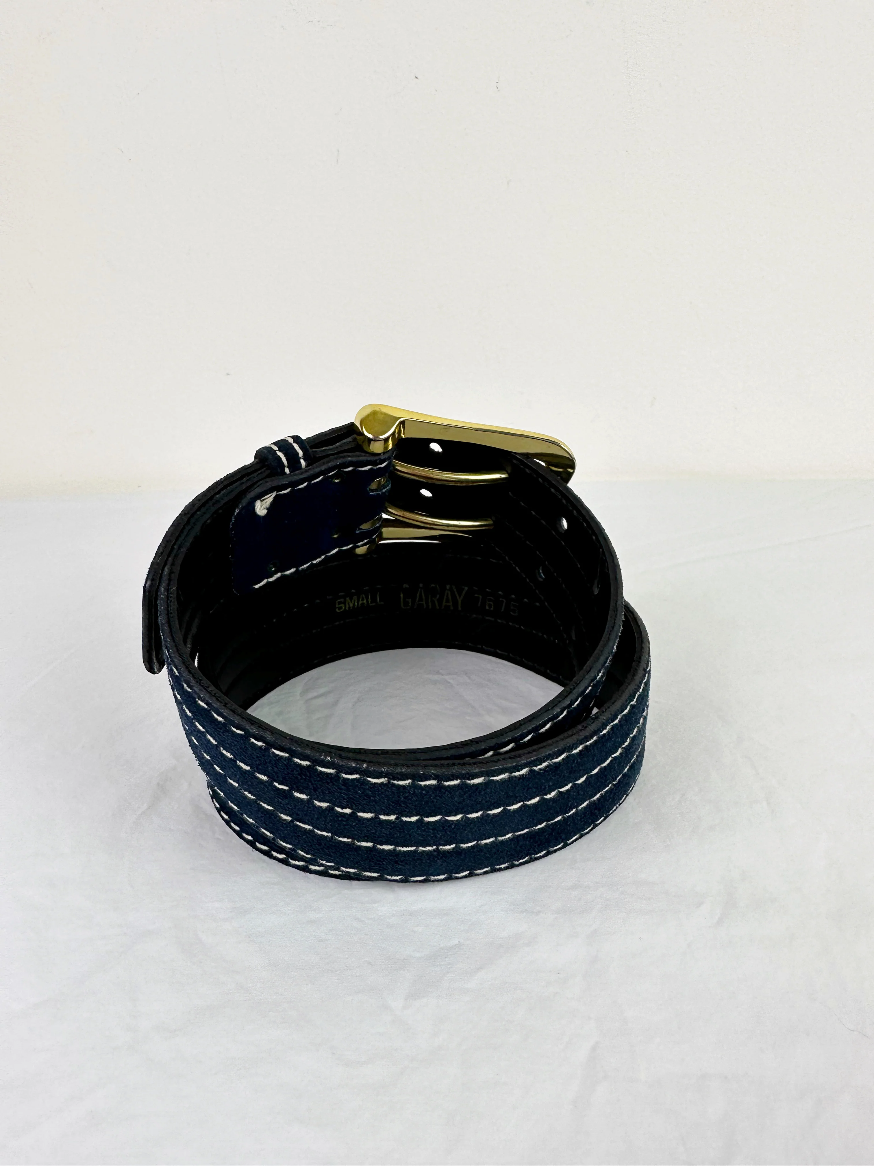 60s/70s Vintage Garay Navy Suede Belt By Garay - Image 5