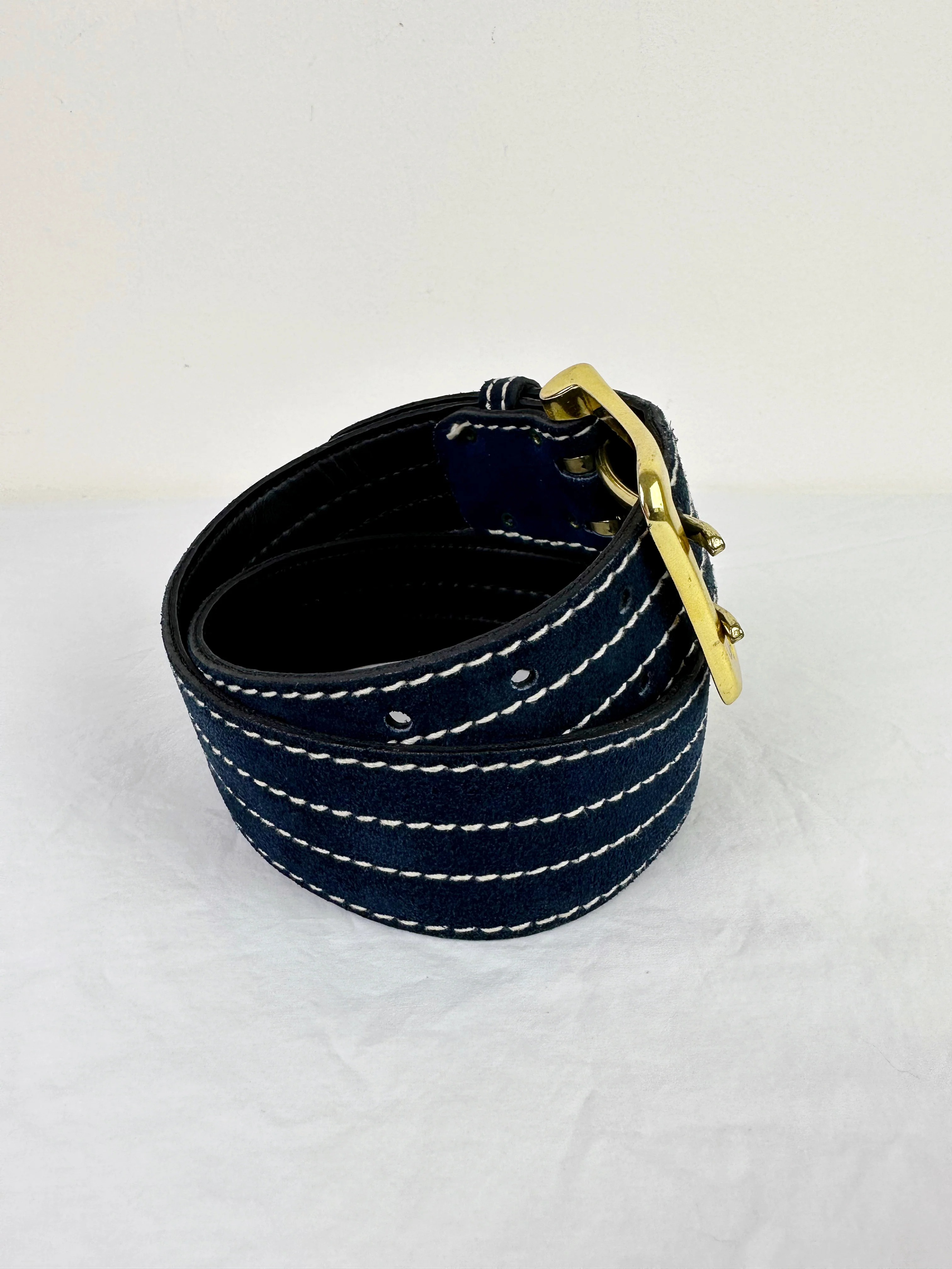 60s/70s Vintage Garay Navy Suede Belt By Garay - Image 6